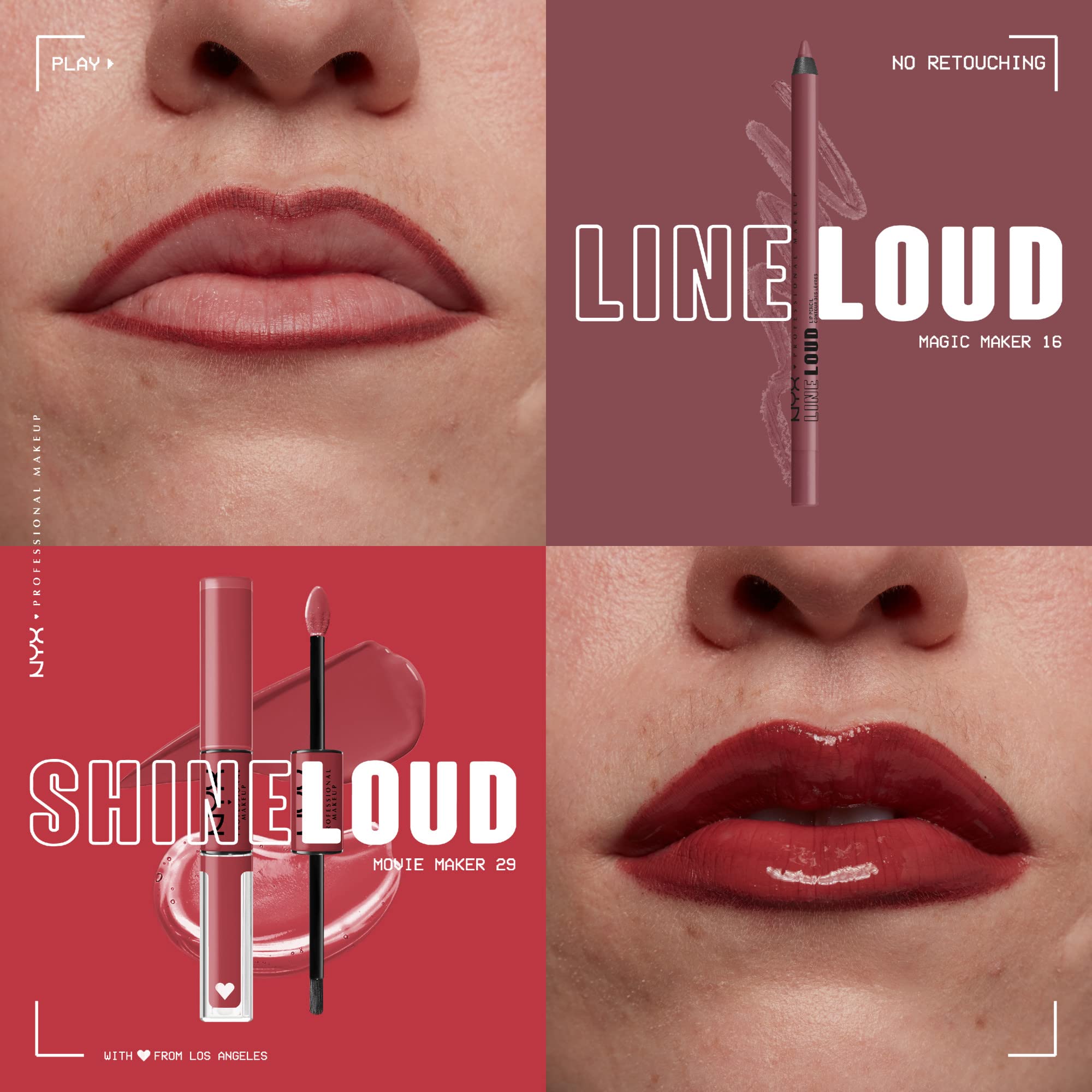 NYX PROFESSIONAL MAKEUP Line Loud Lip Liner, Longwear and Pigmented Lip Pencil with Jojoba Oil & Vitamin E - Magic Maker (Midton