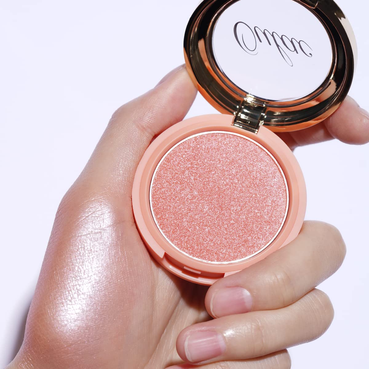 Oulac Lumious Blush Makeup| 2 In 1 Powdery Blush & Highlighter| Shimmer Metallic Glow| Shape & Highlight Face| Cruelty-Free & Hi