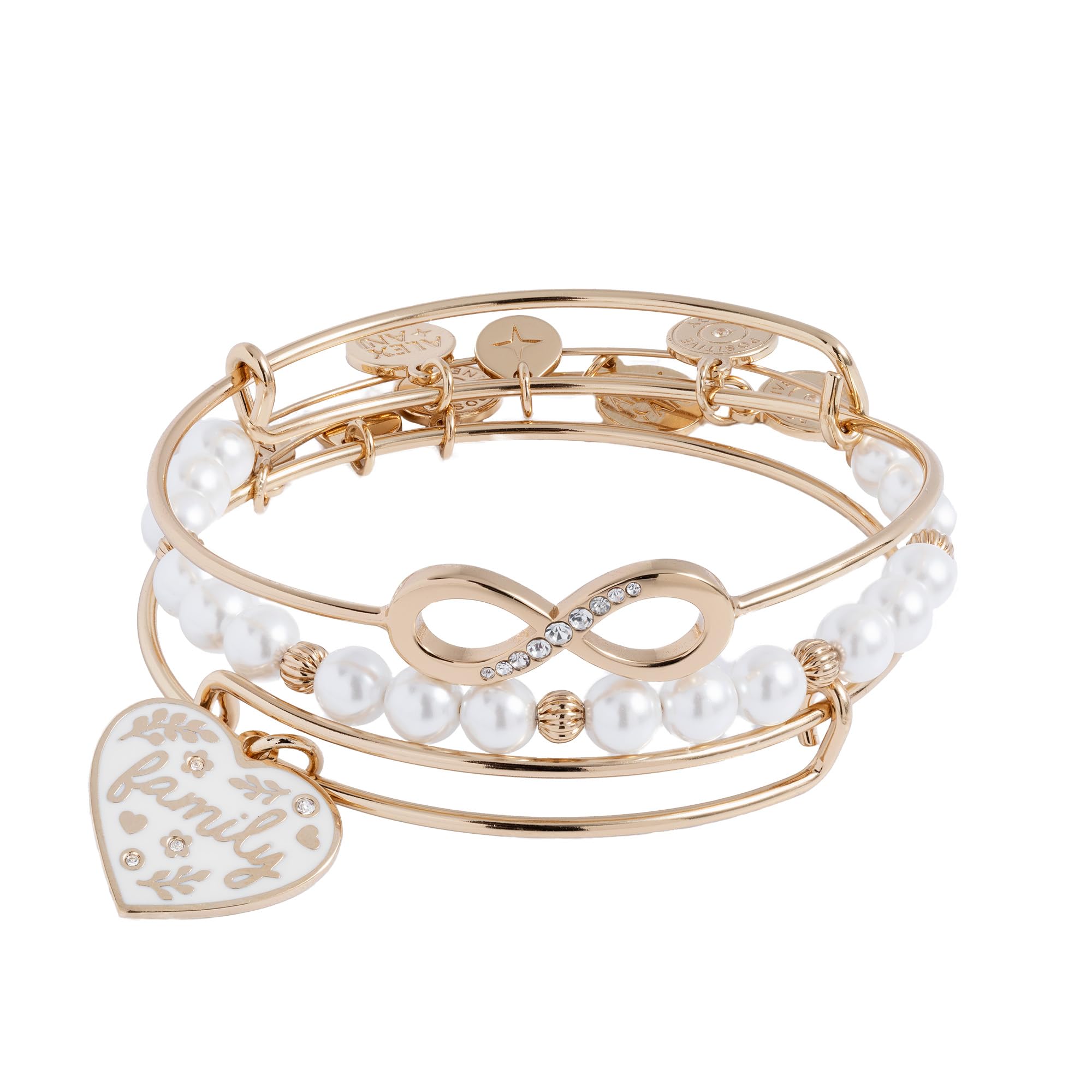 Alex and Ani Paws of Love Bracelet Set of 3 - Nickel-Free, Shiny Gold Finish, Gold Plated Brass, Trendy Jewelry Gift for Women