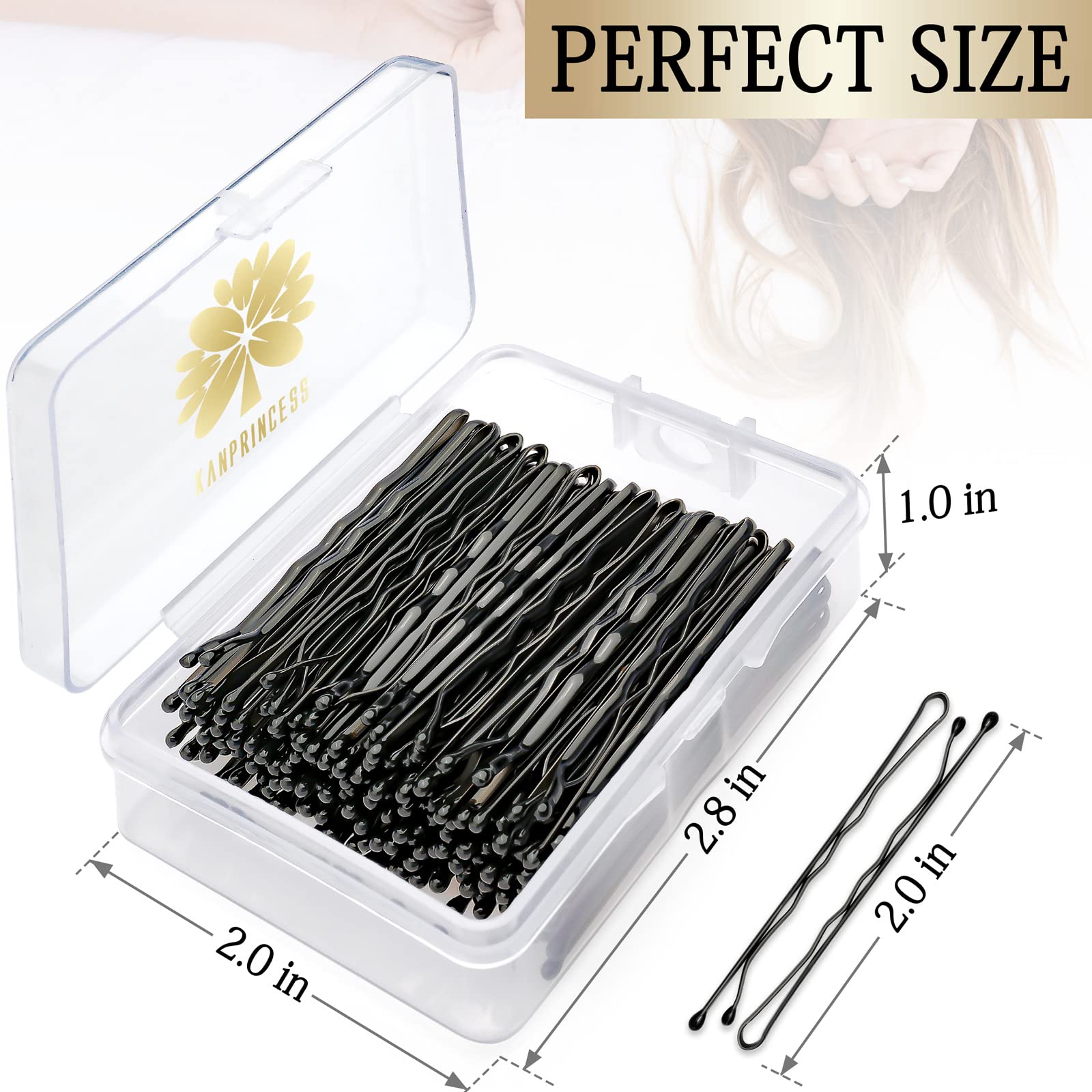 Kanprincess 100Pcs 2Inches Hair Pins Kit Hair Clips Secure Hold Bobby Pins Hair Clips For Women Girls And Hairdressing Salon Wit