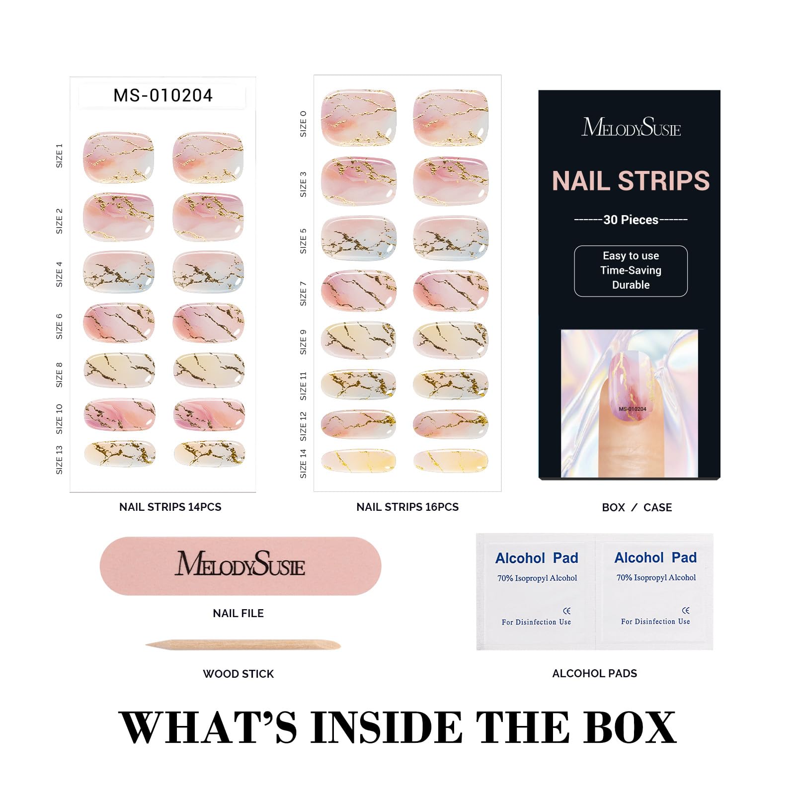 Melodysusie Semi Cured Gel Nail Strips (Celestial Glimmer)- Works With Nail Lamp, Salon-Quality, Long Lasting, Easy To Apply & R