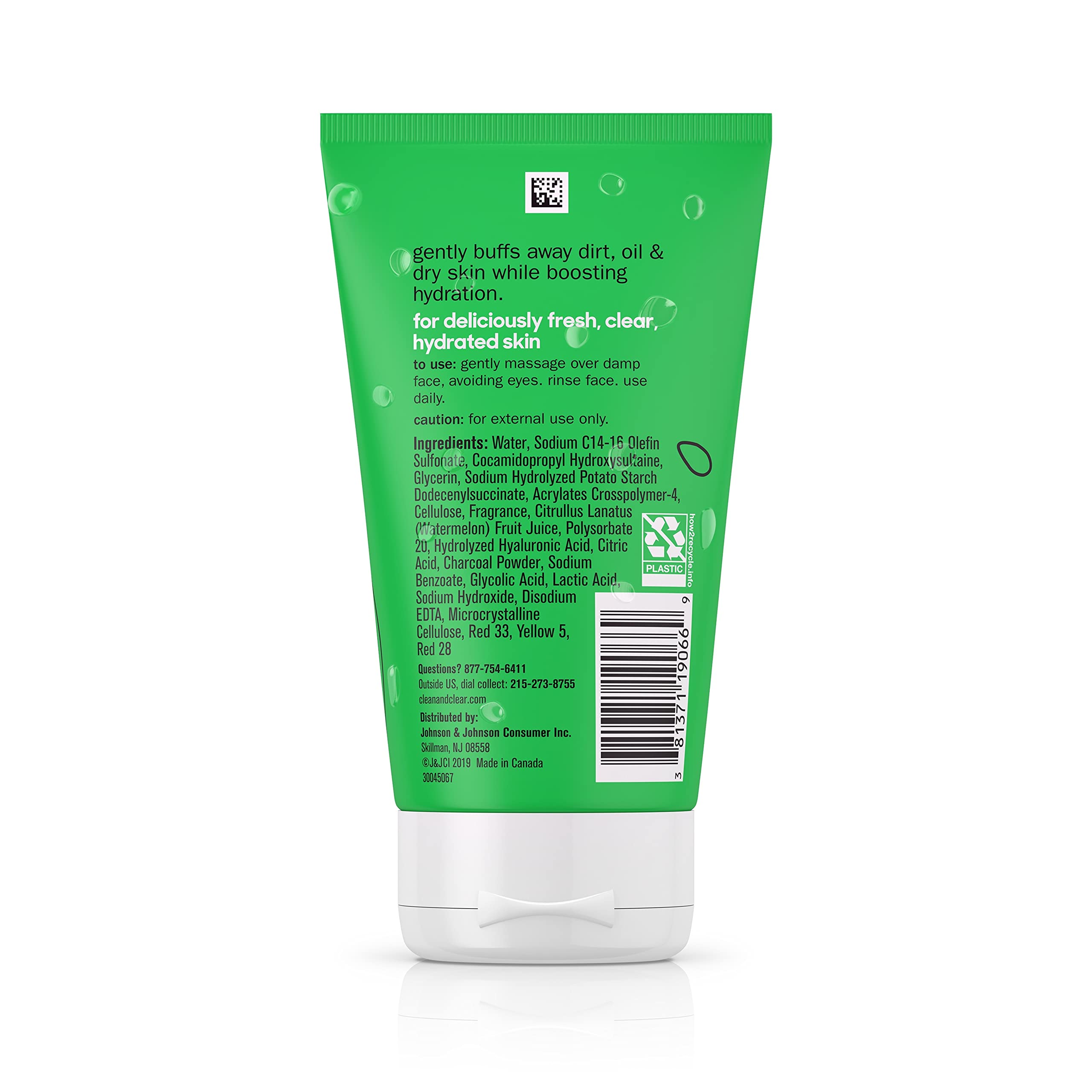 Clean & Clear Hydrating & Exfoliating, Gentle & Oil Free Juicy Watermelon Daily Facial Cleanser Scrub, Buffs Dirt & Oil While Cl
