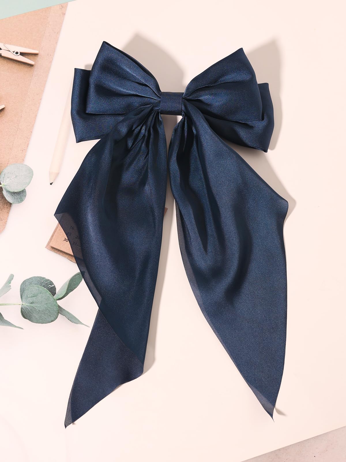 Furling Pompoms Hair Accessories: Large Satin Bow Clips With Long Tails And Alligator Clips For Women And Girls, 9Pcs Colorful B