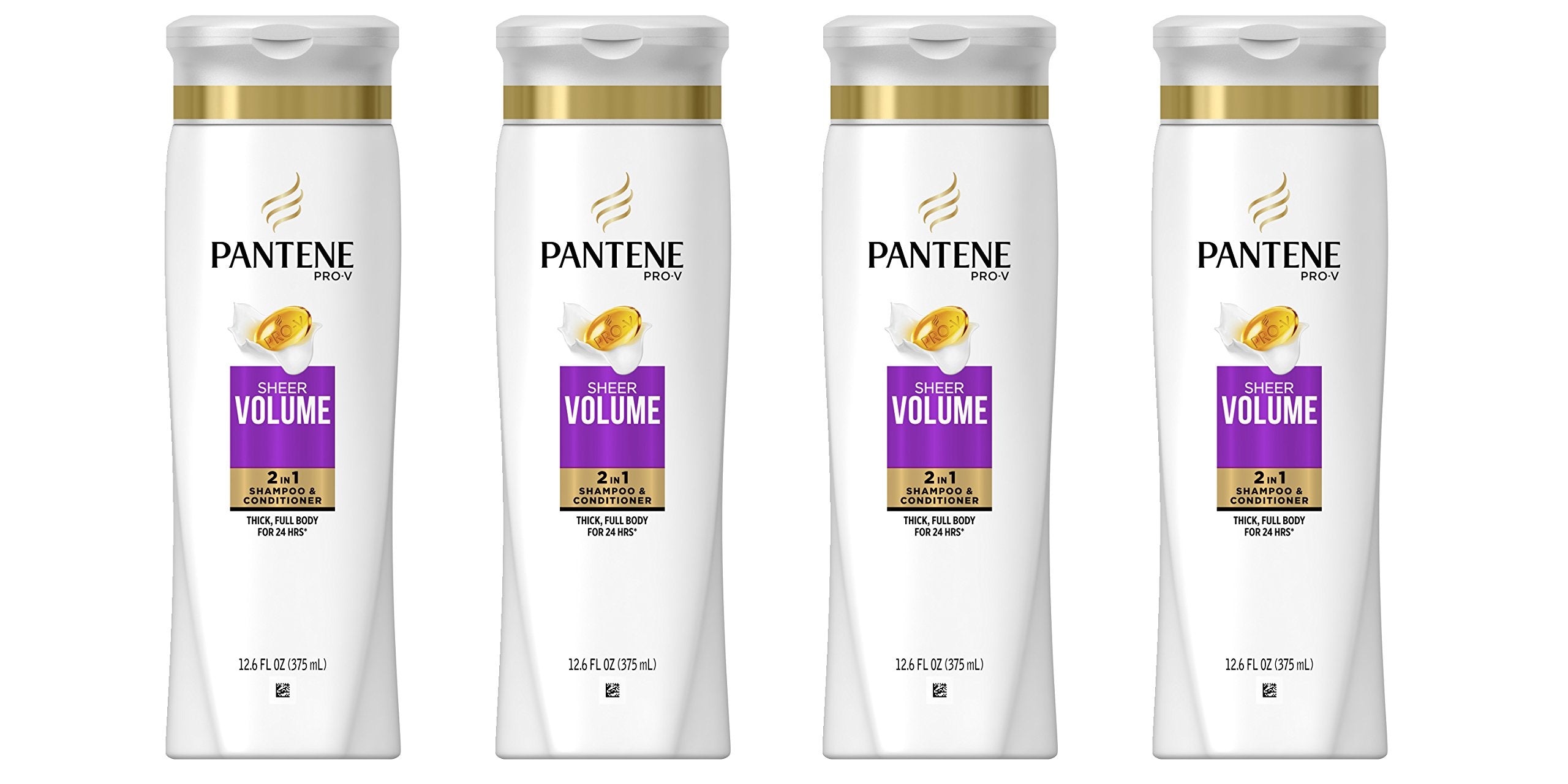 Pantene Sheer Volume 2 in 1 Shampoo & Conditioner 12.6 Fl Oz (Pack of 4)