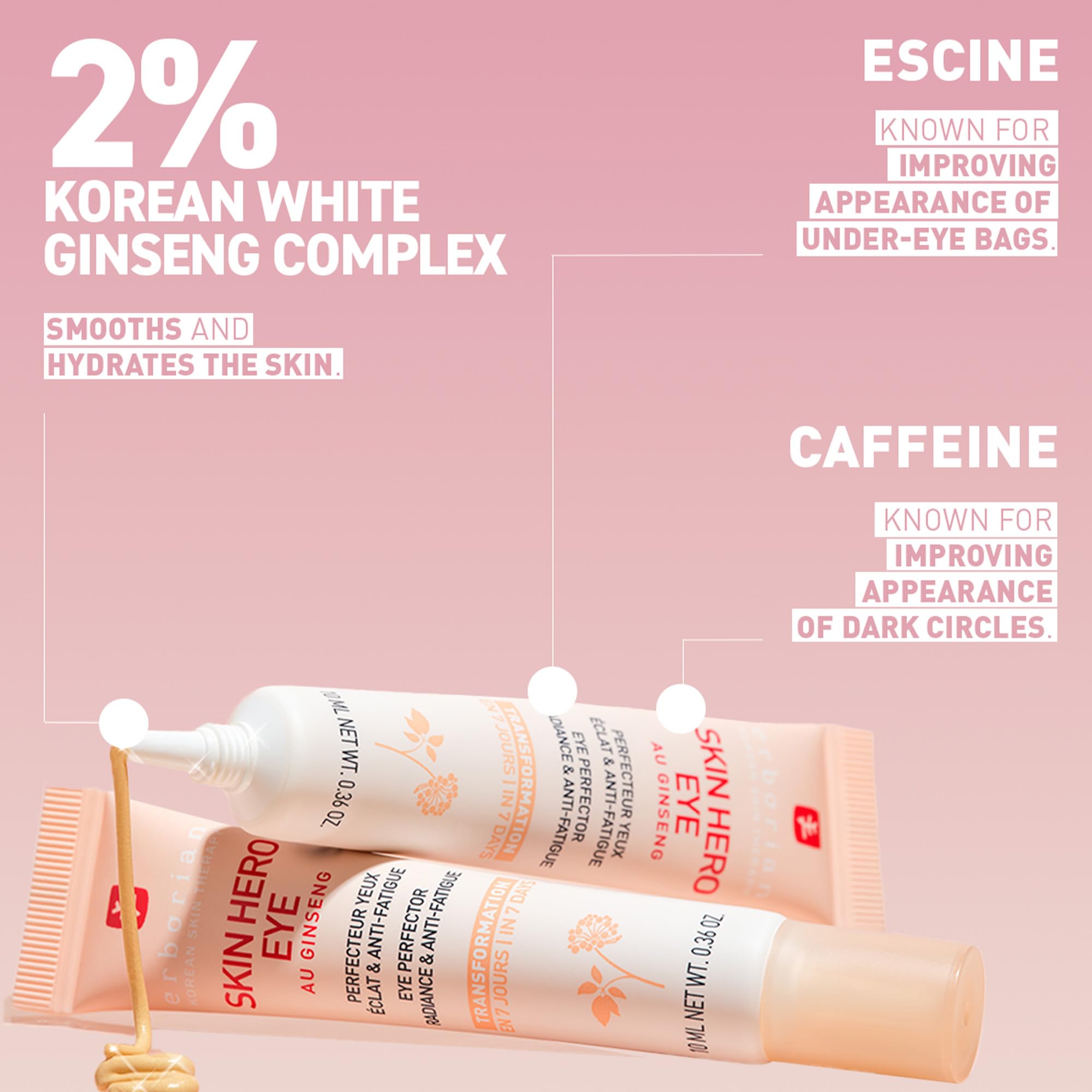 Erborian Skin Hero Eye Cream- Peach Tinted Under Eye Cream Perfector For Dark Circles, Puffiness, Wrinkles & Fine Lines - Hydrat