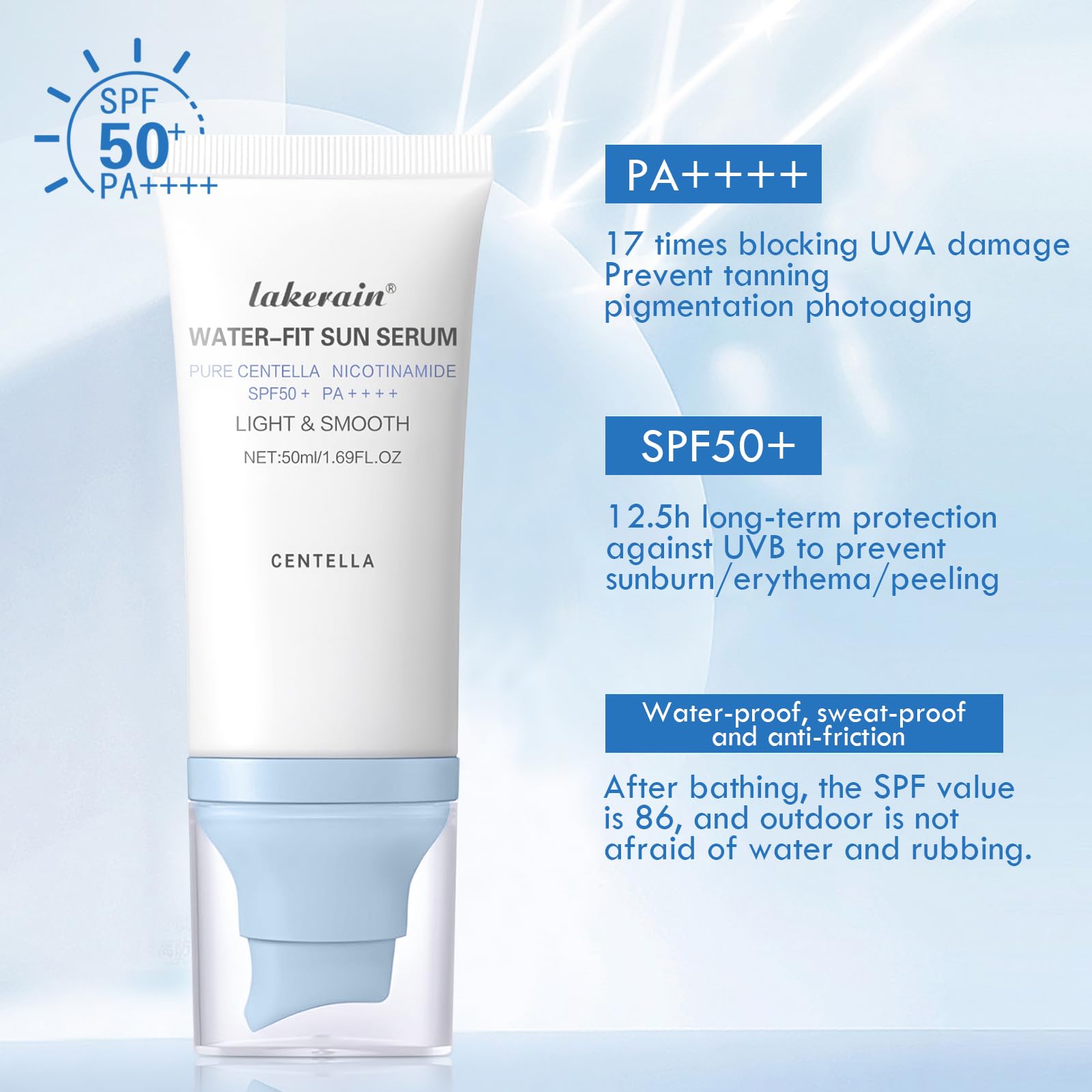 Centella Sunscreen SPF 50,Face Sun Screen Long-Lasting Protection,Cen-tella Madagascar Sunscreen Dry Oily Skincare For All Skin