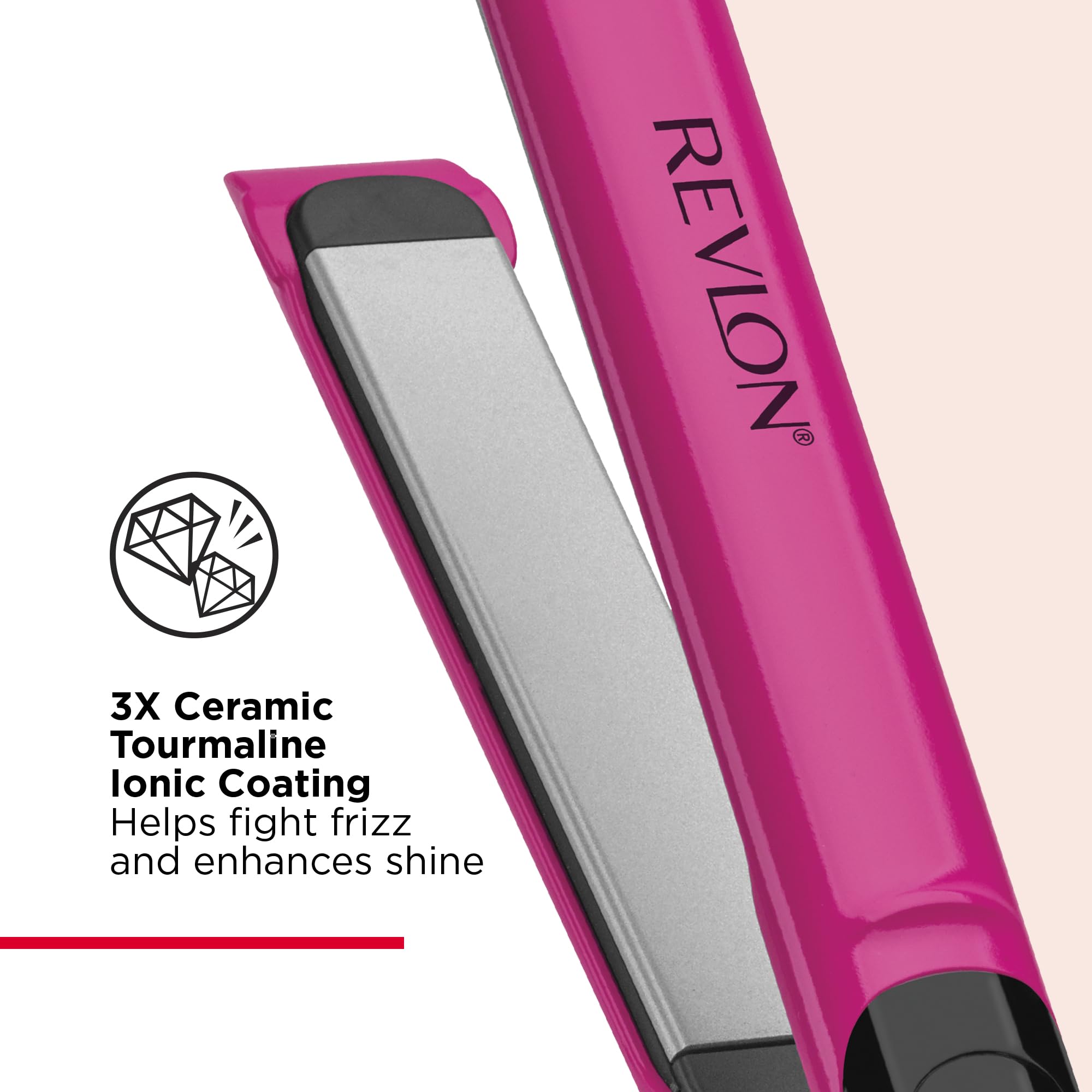Revlon Ceramic Hair Flat Iron, 1-Inch, Pink, Model RVST2174, Smooth Glide for Ultra-Sleek Styles
