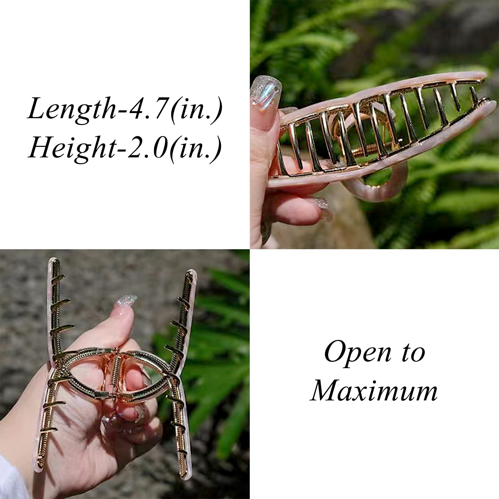 Big Hair Claw Clips Metal Hair Claw for Women Butterfly Hair Claw Acetate Metal Hair Clamps Strong Hold Hair Claw 4.7'' Large Ha