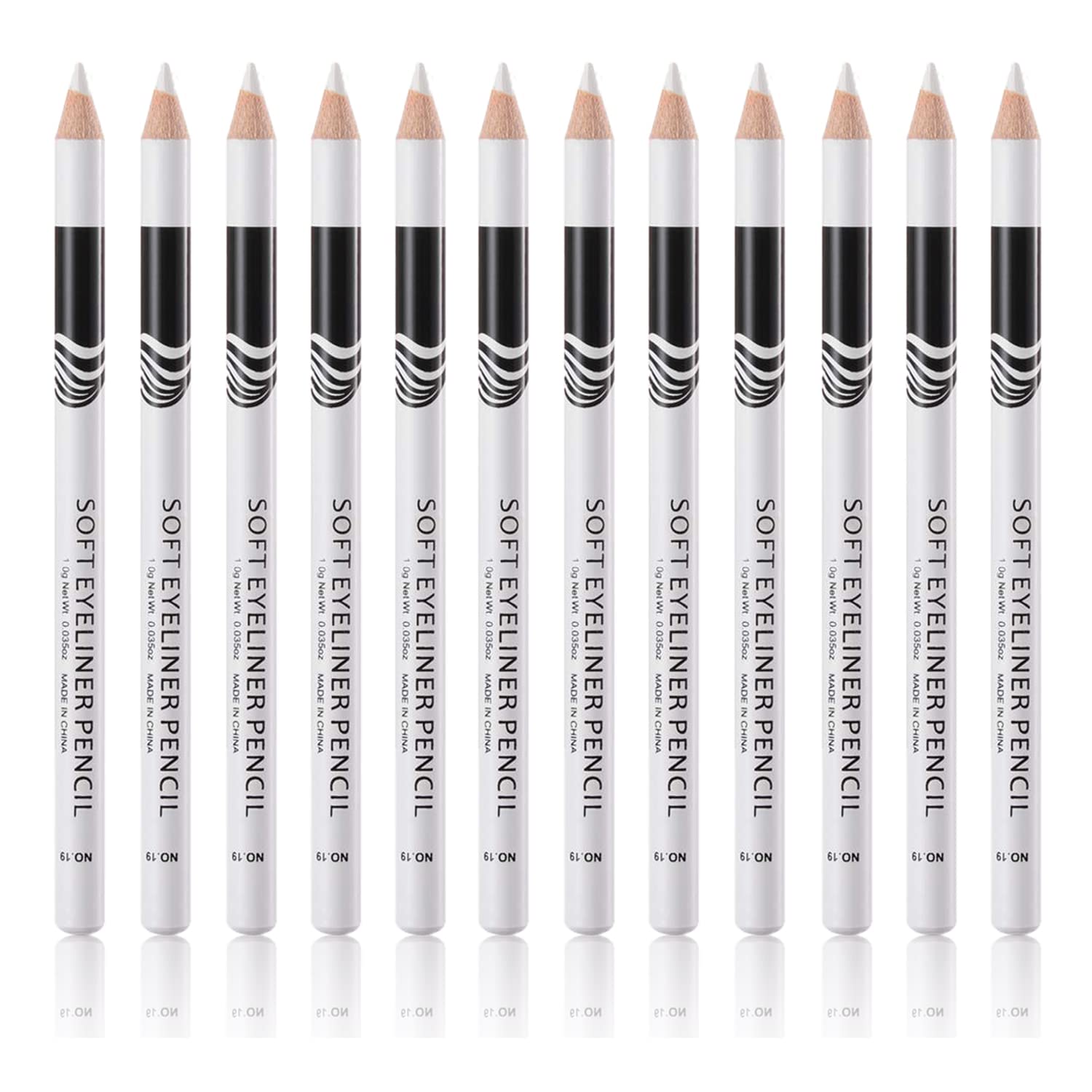 Go Ho 12 PCS White Eyebrow Eyeliner Pencils,White Eyeshadow Makeup Pen,Sweatproof Eye Highlighter Makeup Pencil,Long-lasting Nic