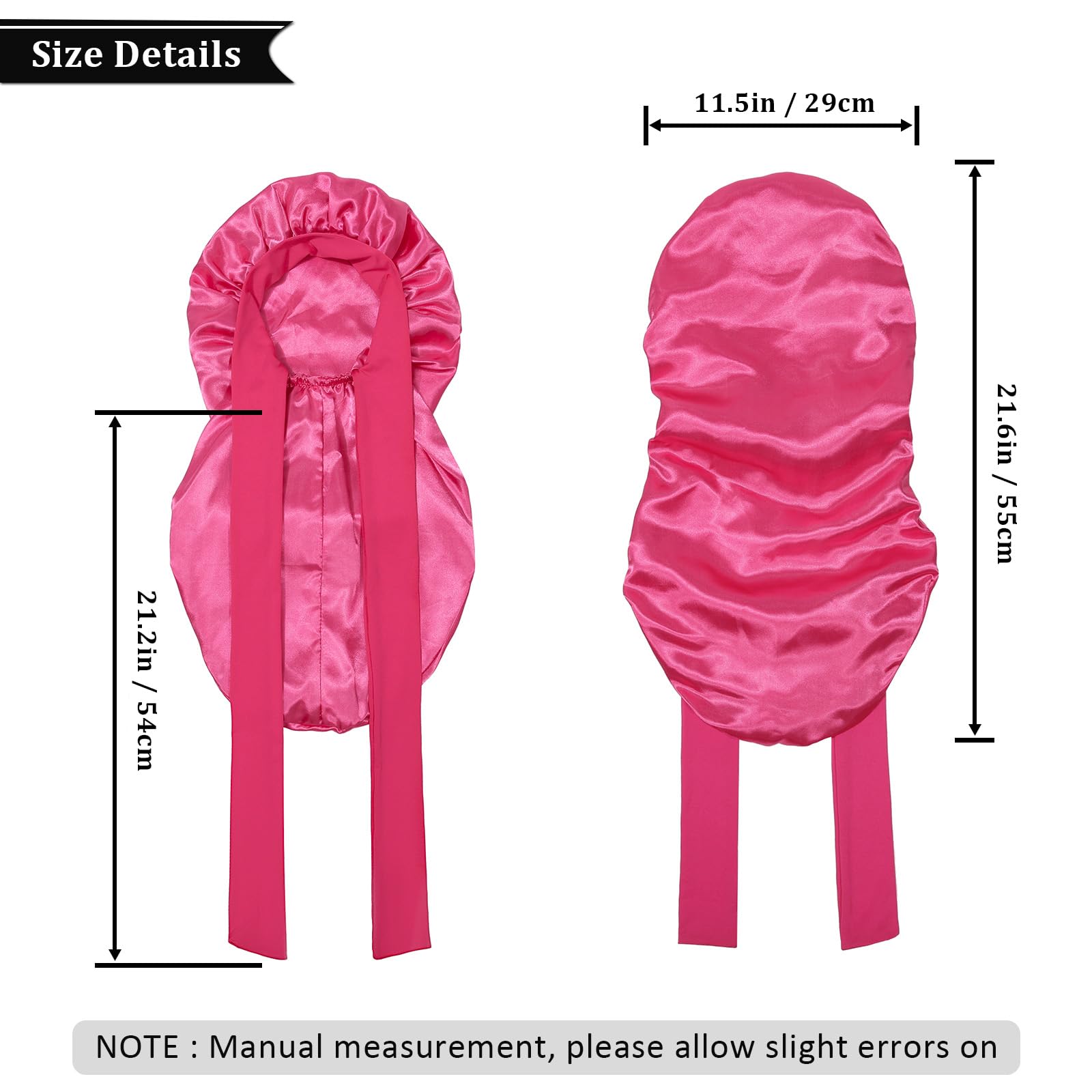 Awaytr Long Toddler Silk Bonnet For Sleeping Elastic Satin Bonnets For Curly Hair Braid Bonnet Night Cap For Aged 3-12 Kids (Ros