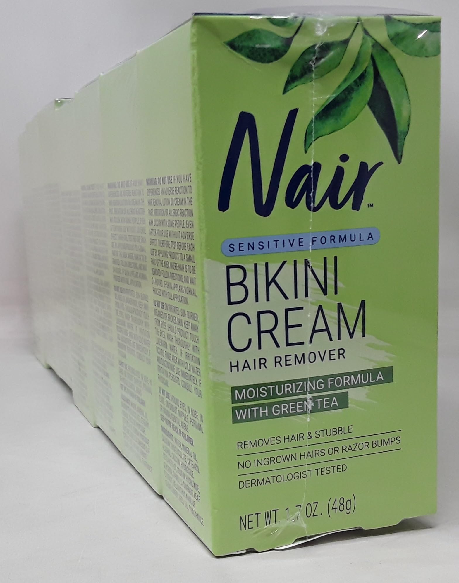 Nair Hair Remover Bikini Cream With Green Tea Sensitive Formula 1.70 Oz (Pack Of 7)