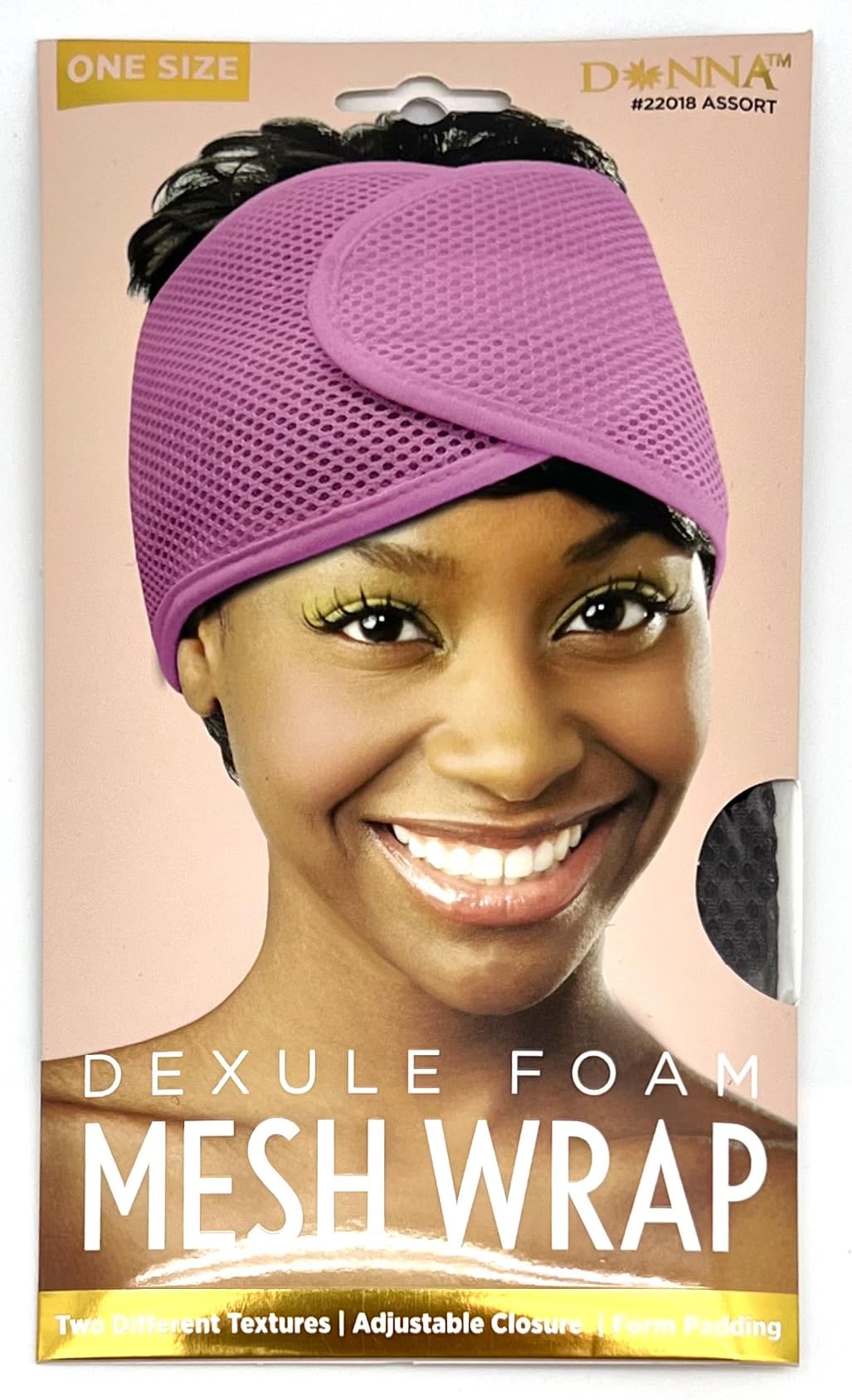 DONNA Deluxe Foam Mesh Wrap Headband, Brown, 1 Count (Pack of 1), for Women's Hair for Face Wash for Makeup Hair Accessories