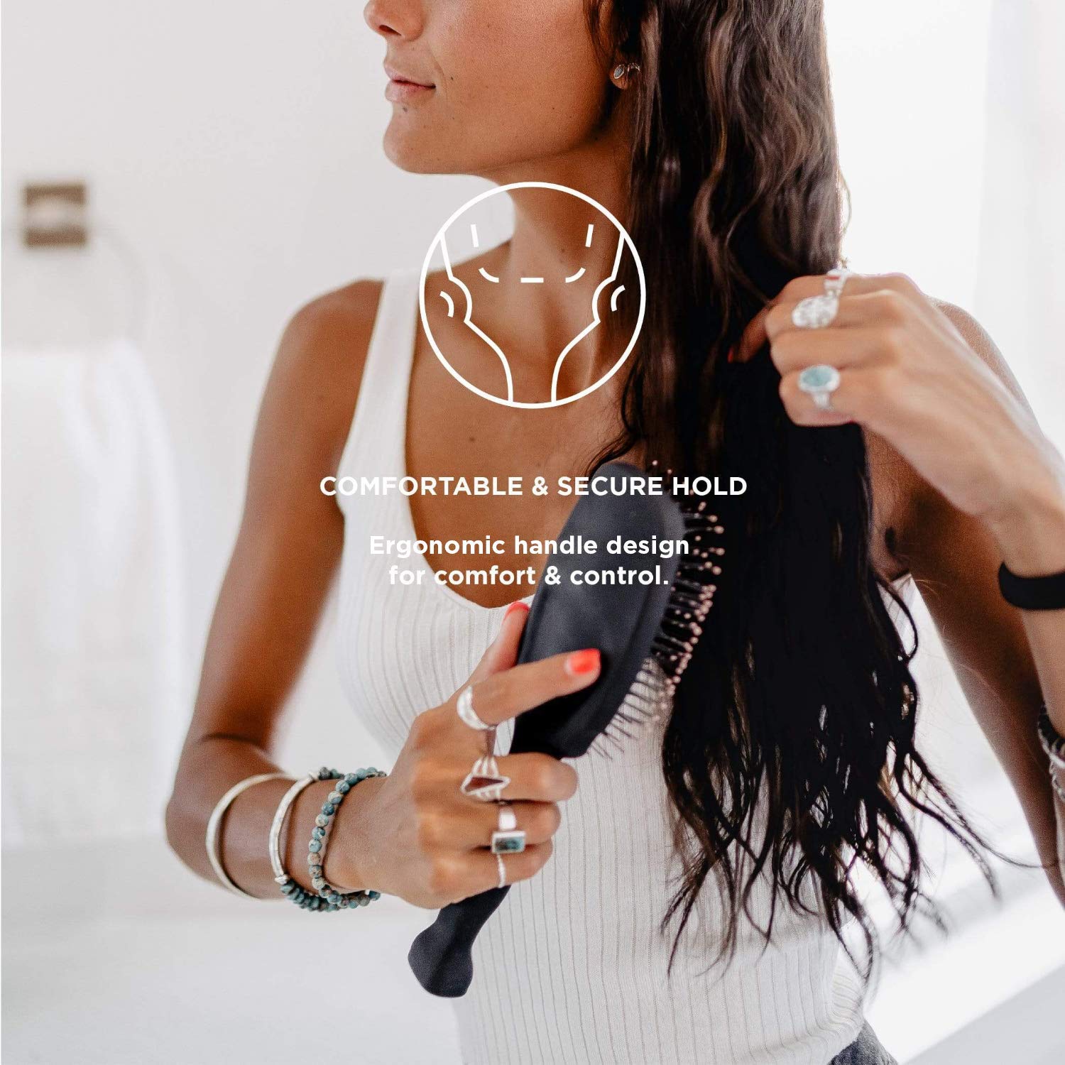 Gimme Beauty - Fine Hair Brush - Damage-Free Detangling Brush - Hair Brush for Thin, Fragile, & Fine Hair with Anti-Static, & He