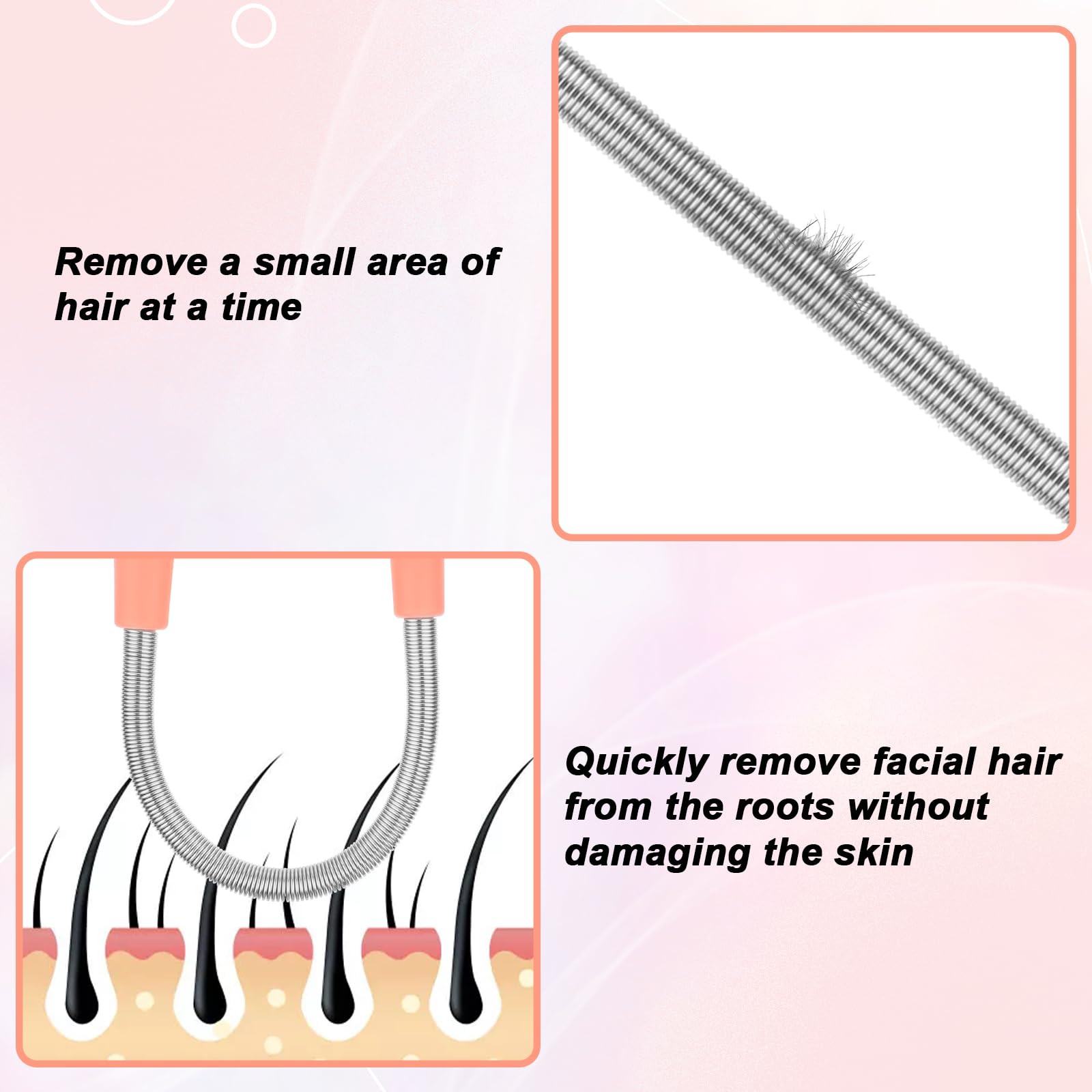 Molain 6 Pieces Facial Hair Remover Spring Eyebrow Face Epilator Coil Portable Hair Remover Spring Threading Tool Hair Remover S