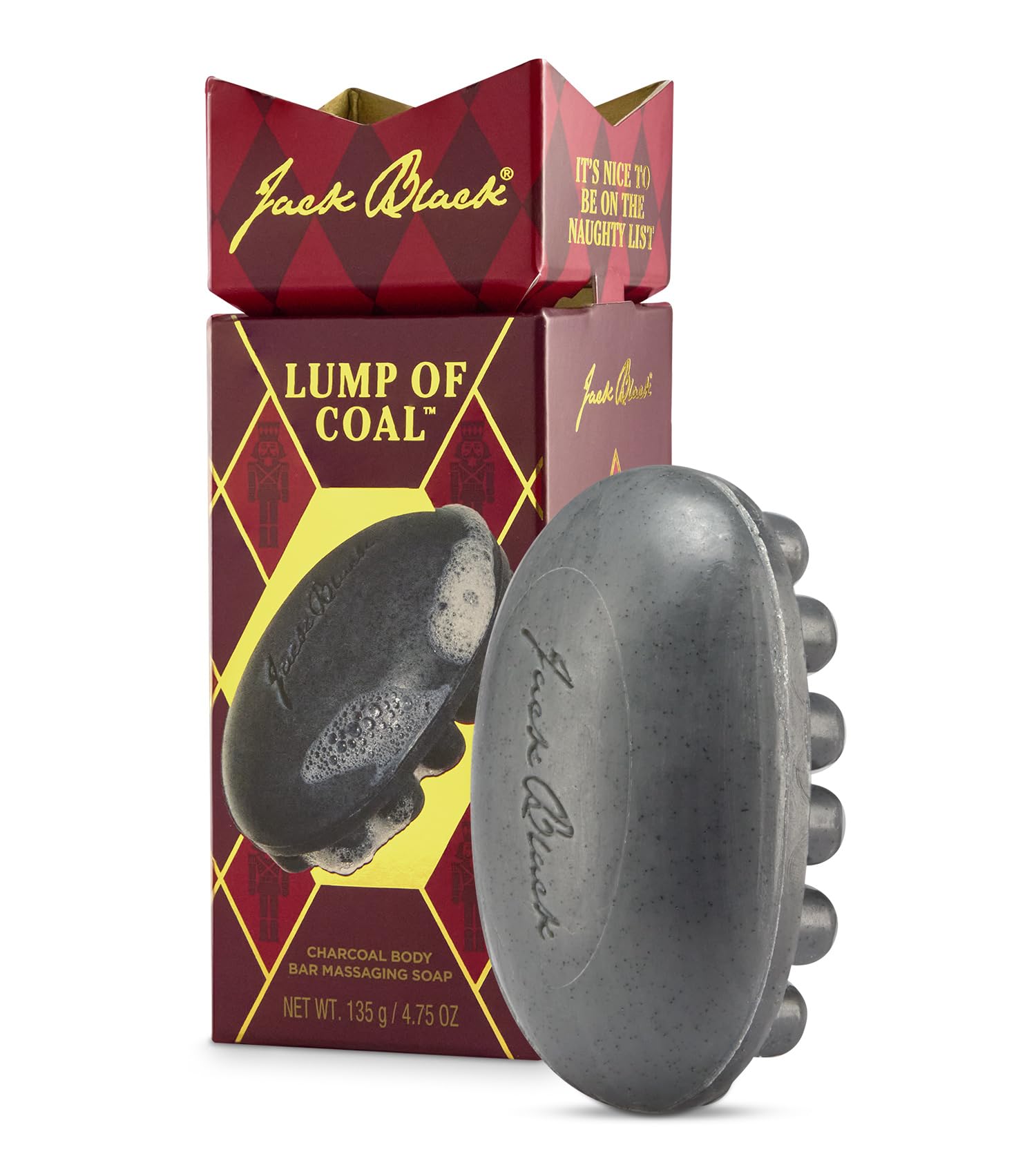 Jack Black Holiday Lump of Coal - Charcoal Body Bar Messaging Soap - Multitasking Body Bar, Jojoba and Seaweed Extract, Exfoliat