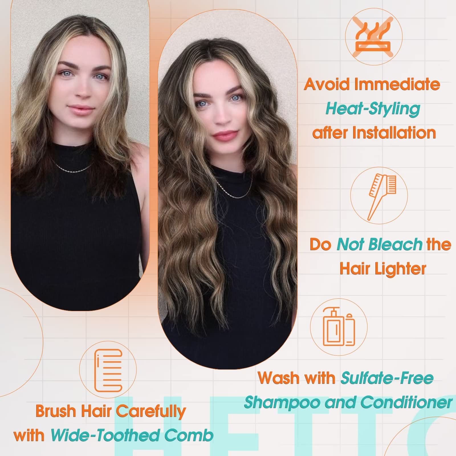 Hetto Ash Brown Sew in Extensions Human Hair Weft #2/8 Brown Highlighted Weft Hair Extensions Human Hair Bundles 100g 20 Inch Fu