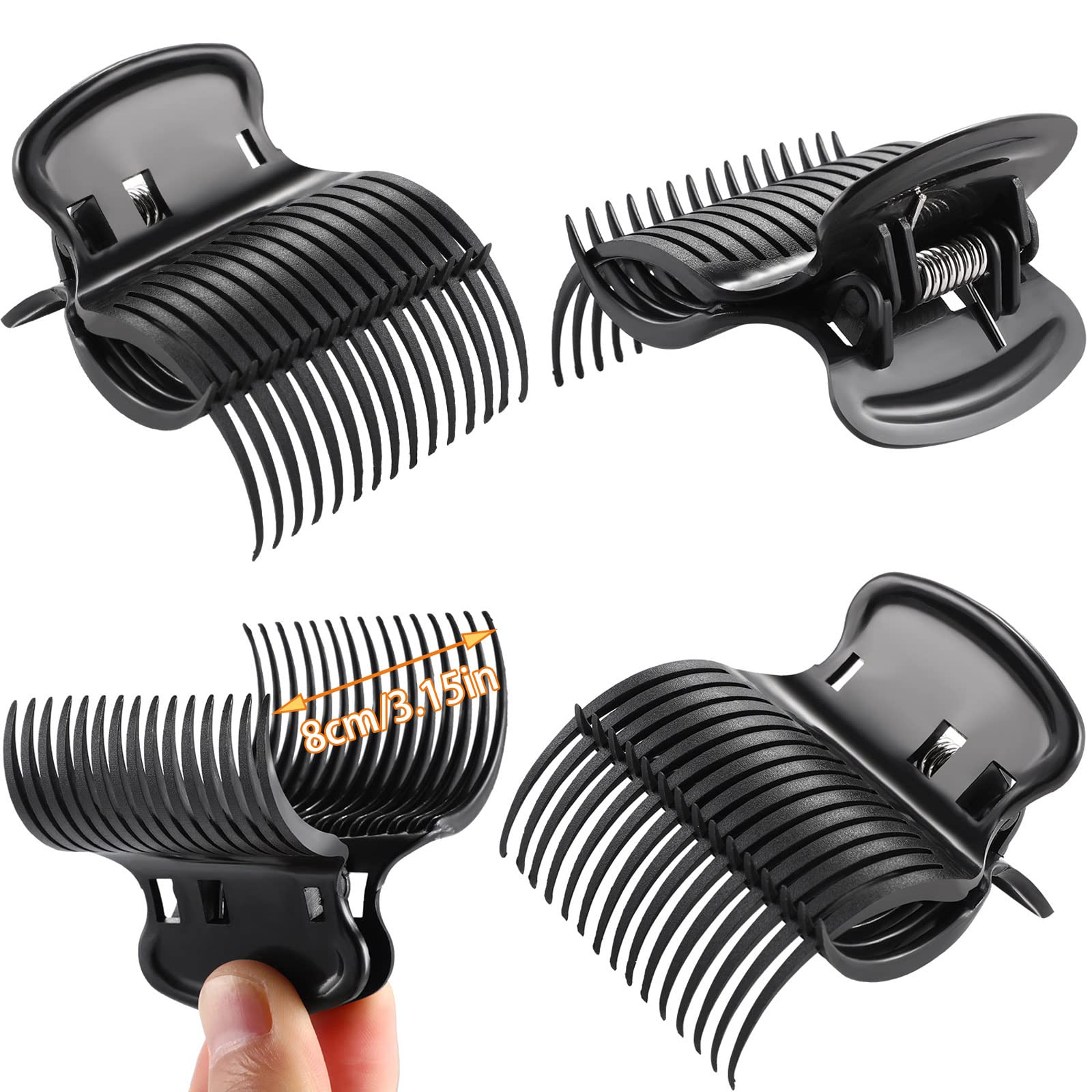 Hot Roller Clips Hair Curler Claw Clips Replacement for Women Girls Hair Section Styling (12 Pieces, Black)