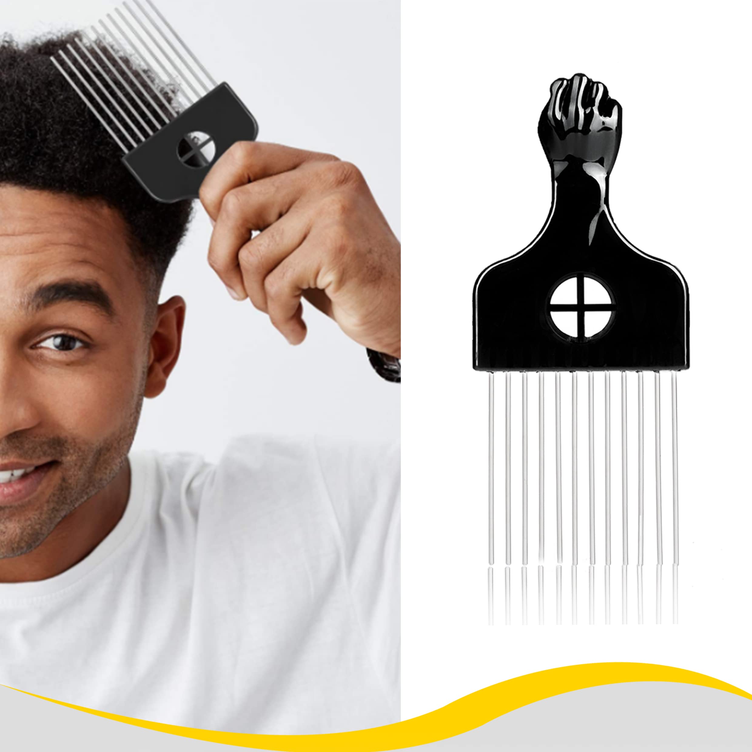 Hair Sponge Set With Curl Sponge Glove, Metal Hair Pick And Hair Twist Comb For Men Women Curls Selalu