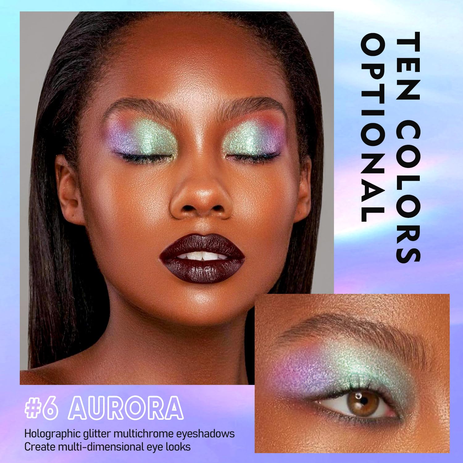 Maki Yika Glitter Liquid Eyeshadow Chameleon Metallic Eyeshadow Multicolor Shifting Long Lasting Multichrome Holographic Eye Top