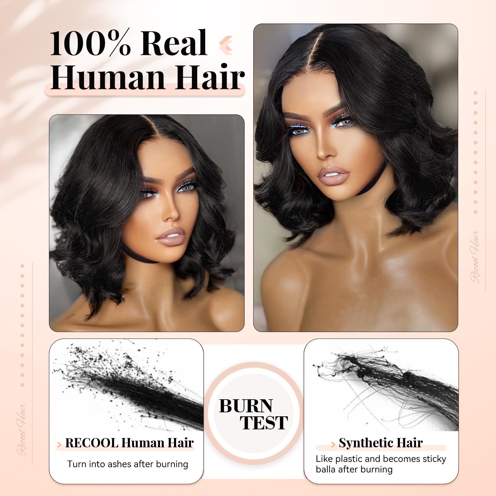 Recool Loose Body Bob Wig Black Short Body Wave Human Hair Wig For Black Women 5X6 Hd Glueless Lace Front Wigs Pre Plucked With