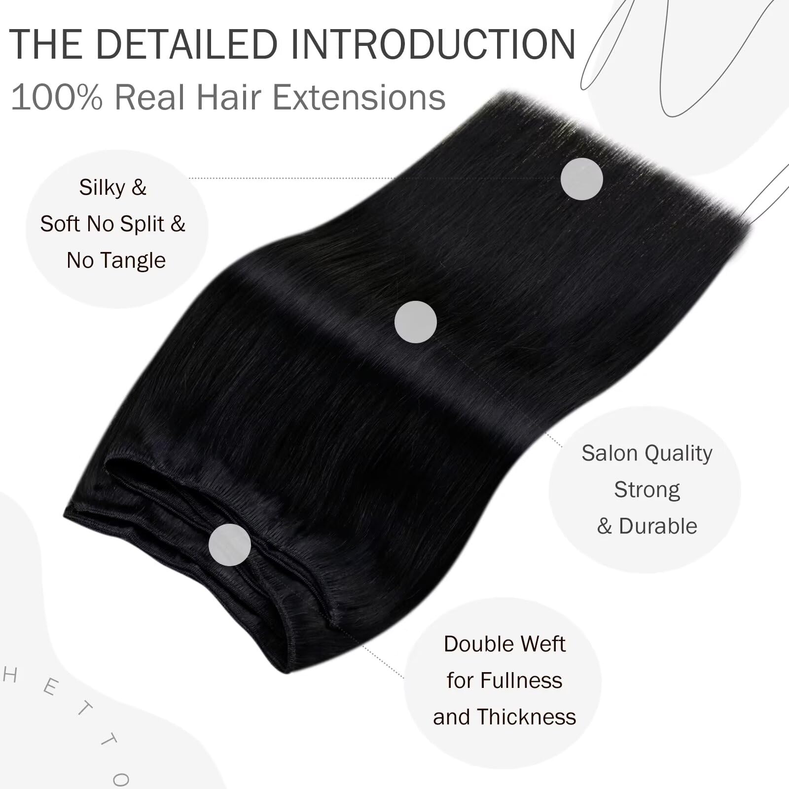 Hetto Black Weft Hair Extensions Human Hair Weft Extensions Remy Human Hair 14 Inch 80G #1 Jet Black Sew In Weft Human Hair Exte