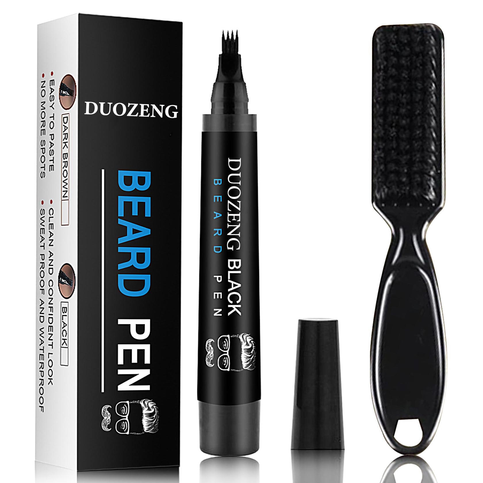 Beard Pencil Filler for Men,Beard Pen Filler Long Lasting Coverage Waterproof & Natural Finish Beard Filling Pen with Brush,Barb