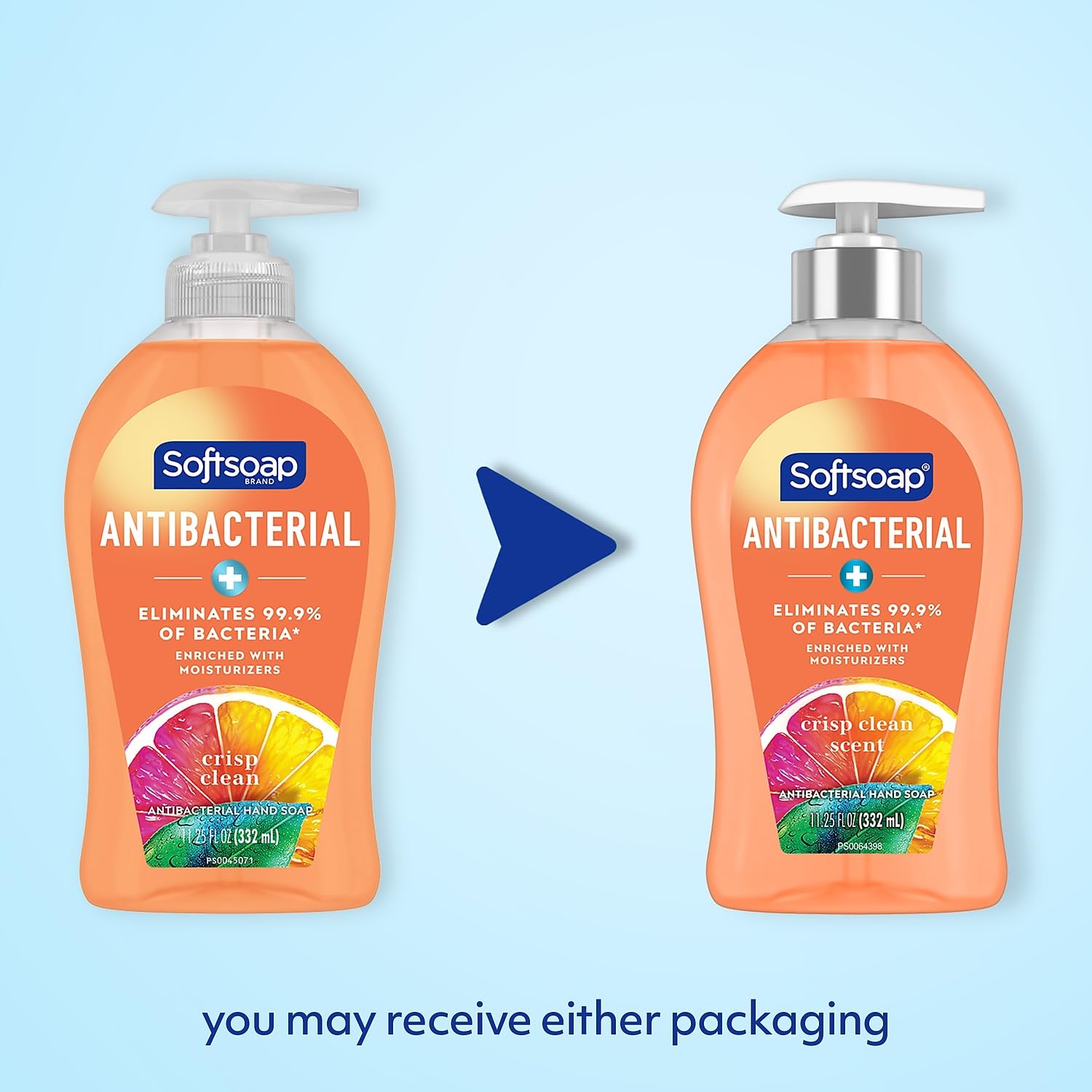 Softsoap Antibacterial Liquid Hand Soap Pump, Crisp Clean - 11.25 Fluid Ounce