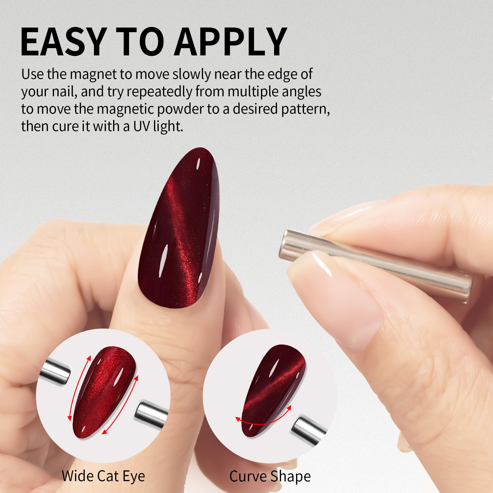 Maychao 15Ml Cat Eye Gel Nail Polish 1Pc Burgundy Gel Polish With Magnet Soak Off Holographic Magnetic Nail Polish For Nail Art