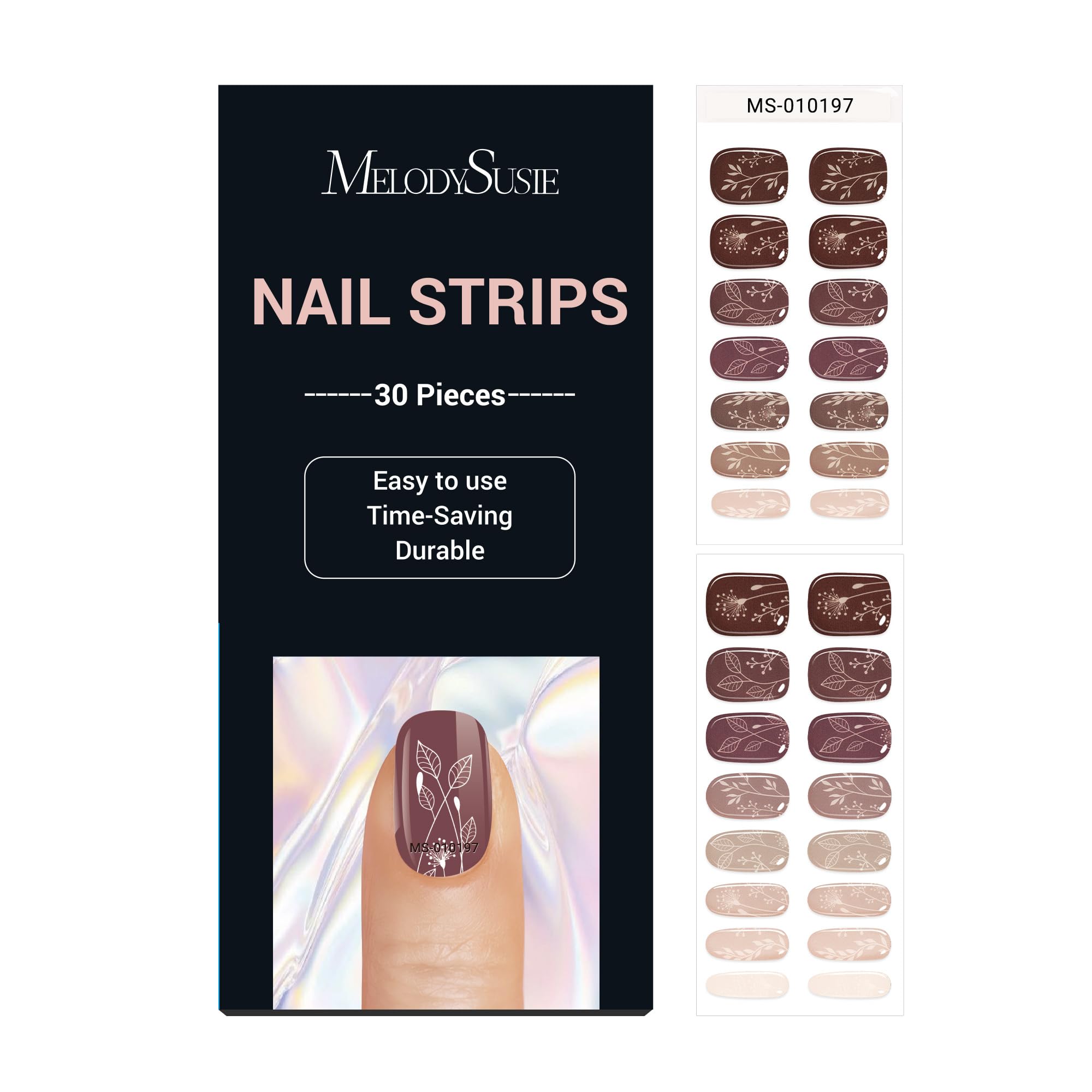 MelodySusie Semi Cured Gel Nail Strips (Autumn Leaves)- Works with Nail lamp, Salon-Quality, Long Lasting, Easy to Apply & Remov