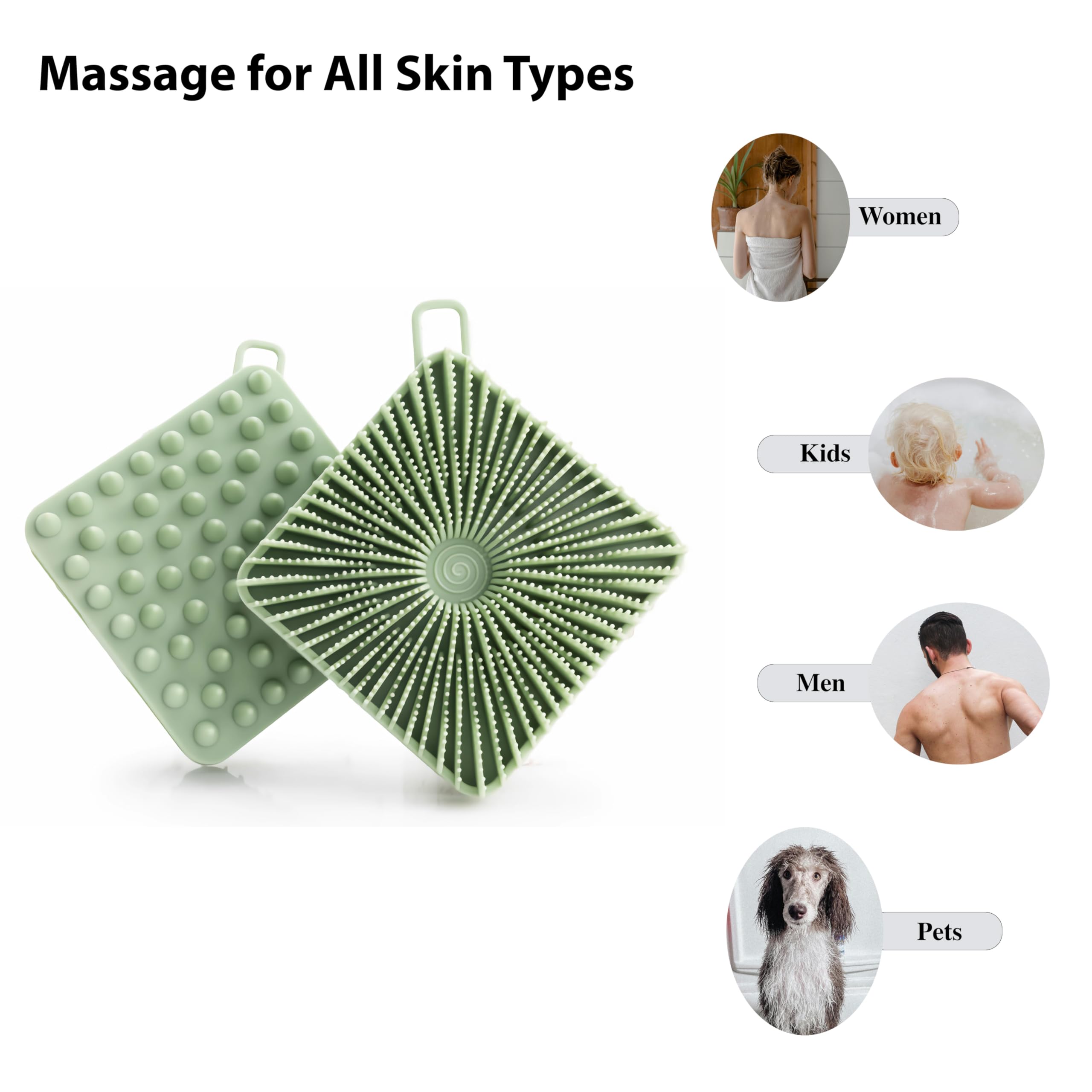 2 PC Silicone Exfoliating Body Scrubber, Silicone Body Shampoo Brush, Soft Silicone Loofah for Sensitive Skin, Shower Silicone H