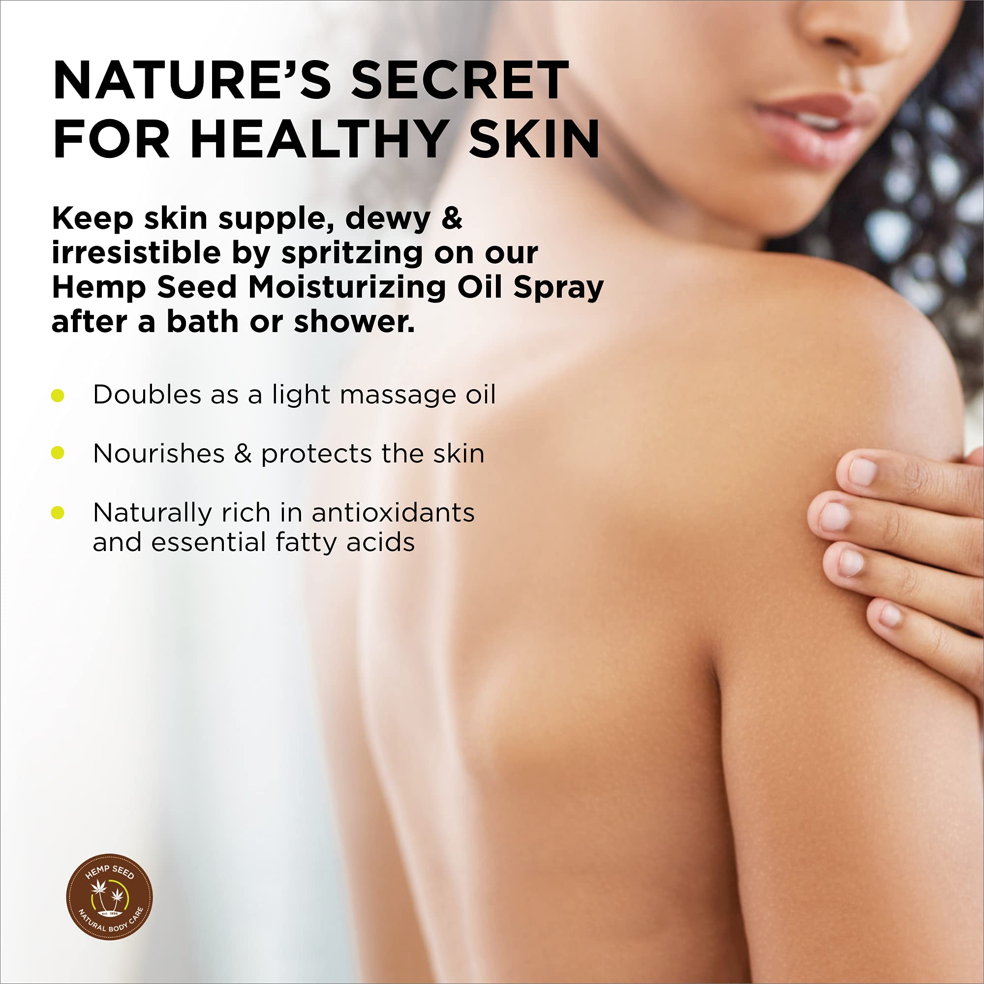 Hemp Seed Moisturizing Oil Spray, Skinny Dip - 8 Oz - Smooth, Moisturize & Protect Skin - With Vitamin E + Hemp Seed, Coconut &