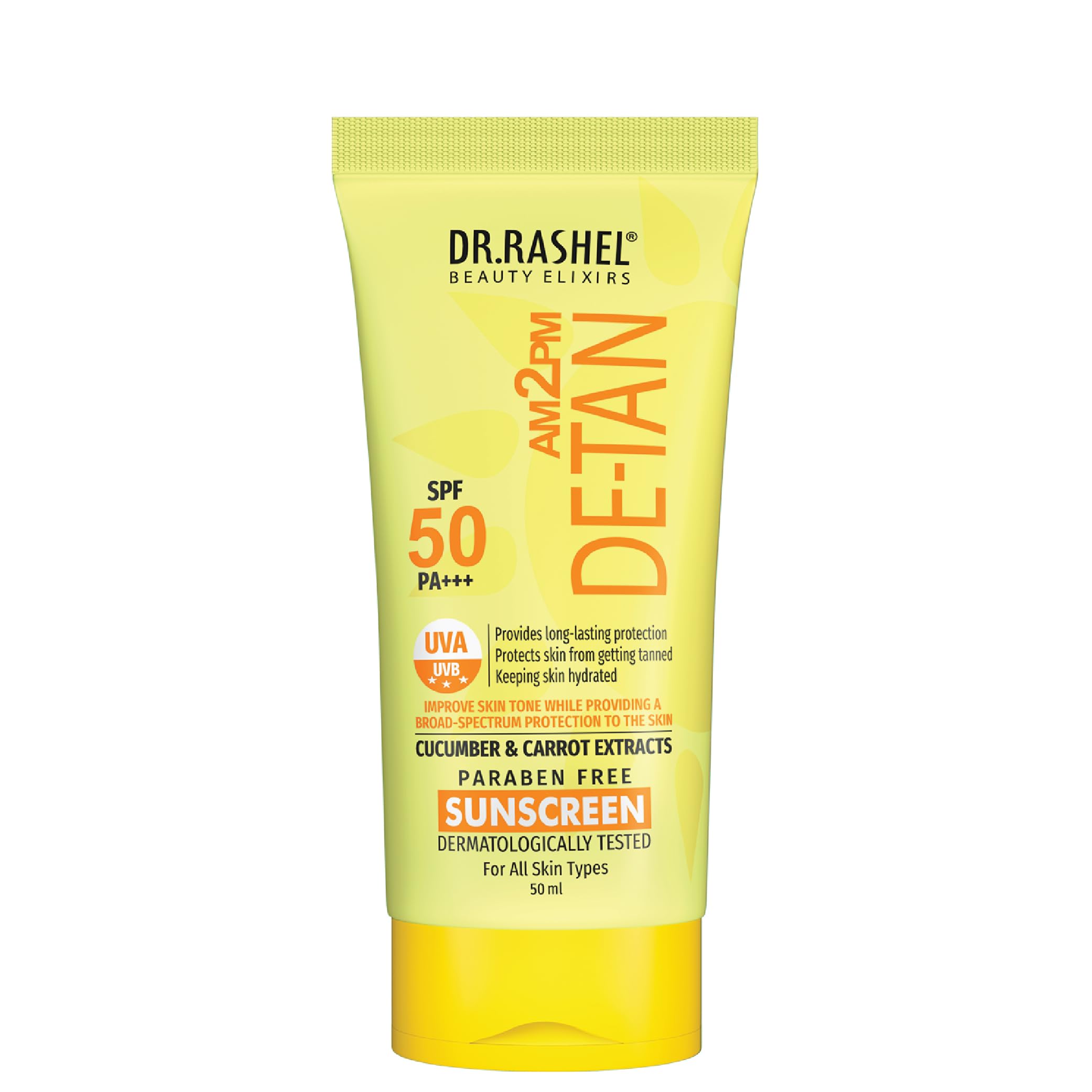 Dr.Rashel DeTan Sunscreen Spf 50 Pa++ Skin Hydrating, Provides LongLasting Protection With Cucumber & Carrot Extract (50 Ml)
