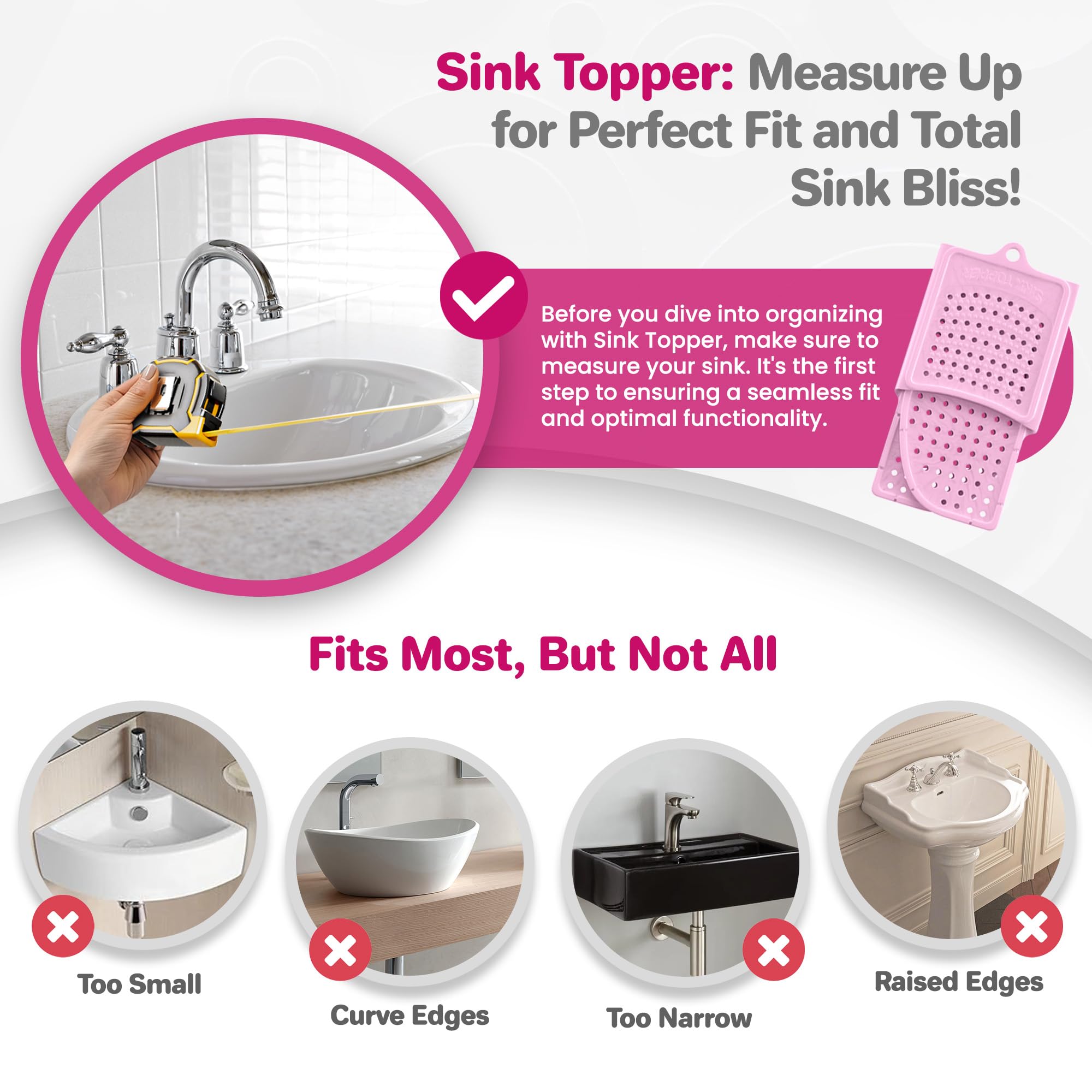 Sink Topper Foldable Sink Cover - Silicone Beauty Makeup Brush Cleaning Mat - Hot Tools Organizer - Bathroom Must Have Accessory