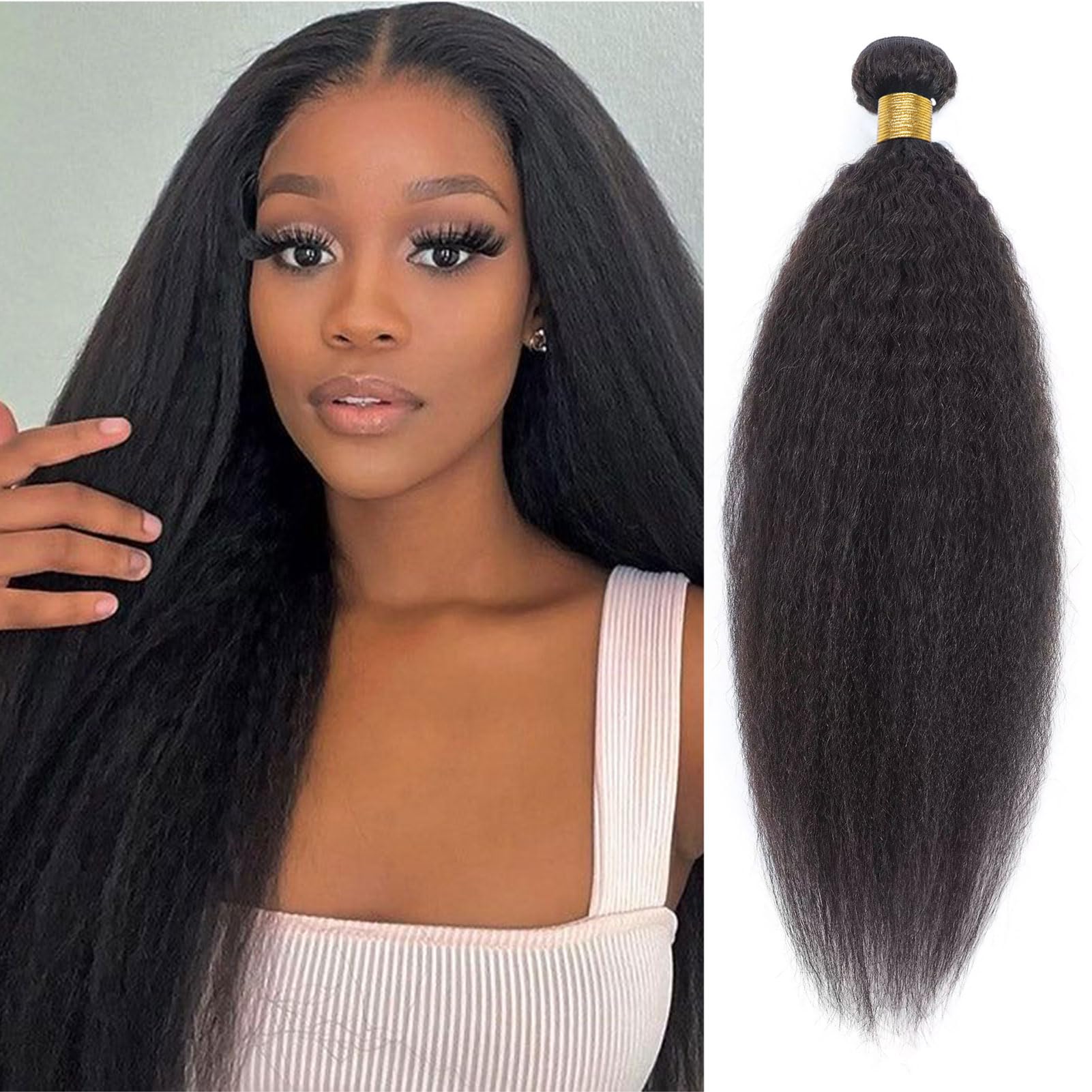 9a Kinky Straight Hair 1 Bundles Yaki Human Hair Weave 100% Unprocessed Brazilian Virgin Remy Sew In Hair Extensions For Black W