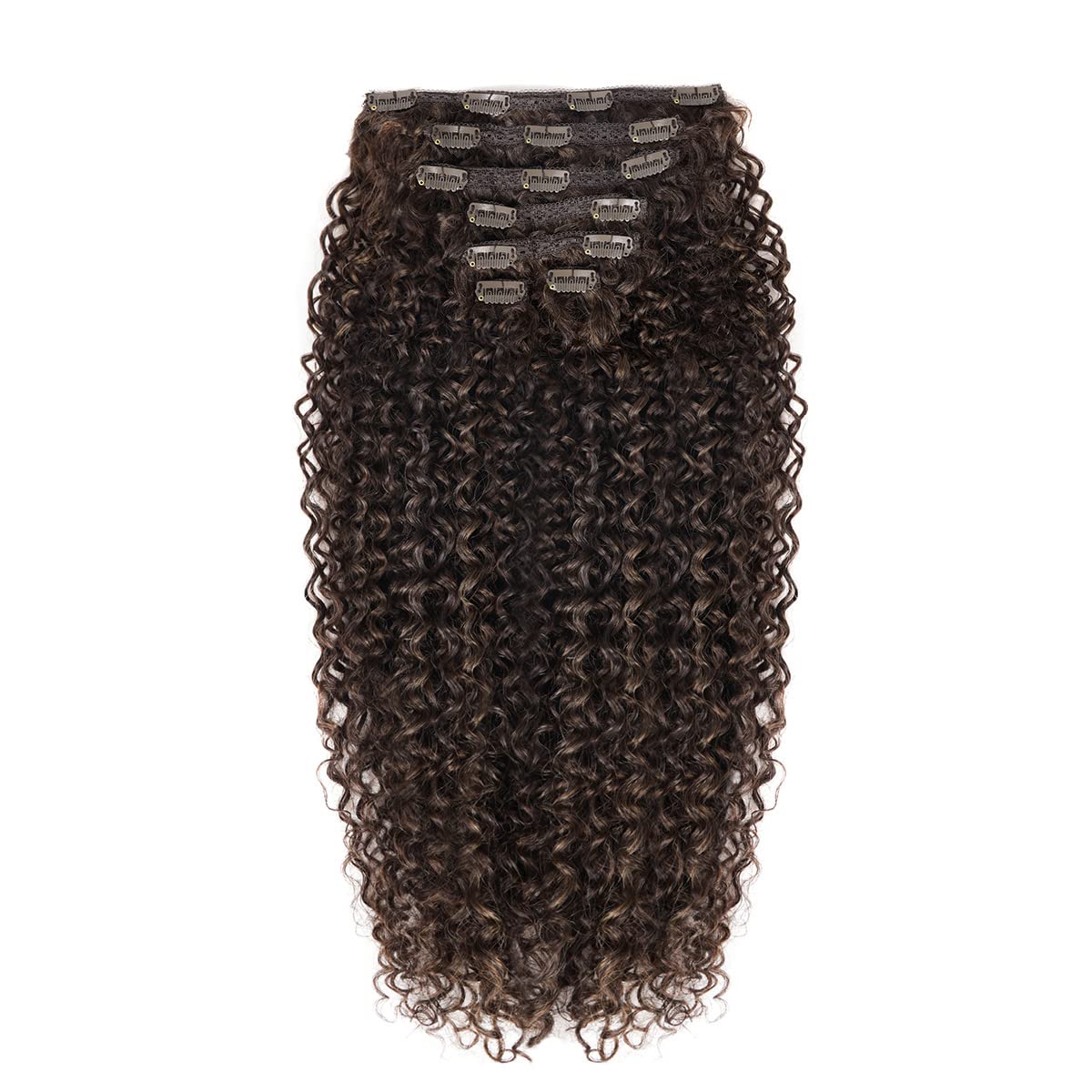 Bhf 26 Inch Kinky Curly Clip In Hair Extension, Double Weft Full Head Japanese Heat Resistance Fiber 140G Synthetic Hair Extensi