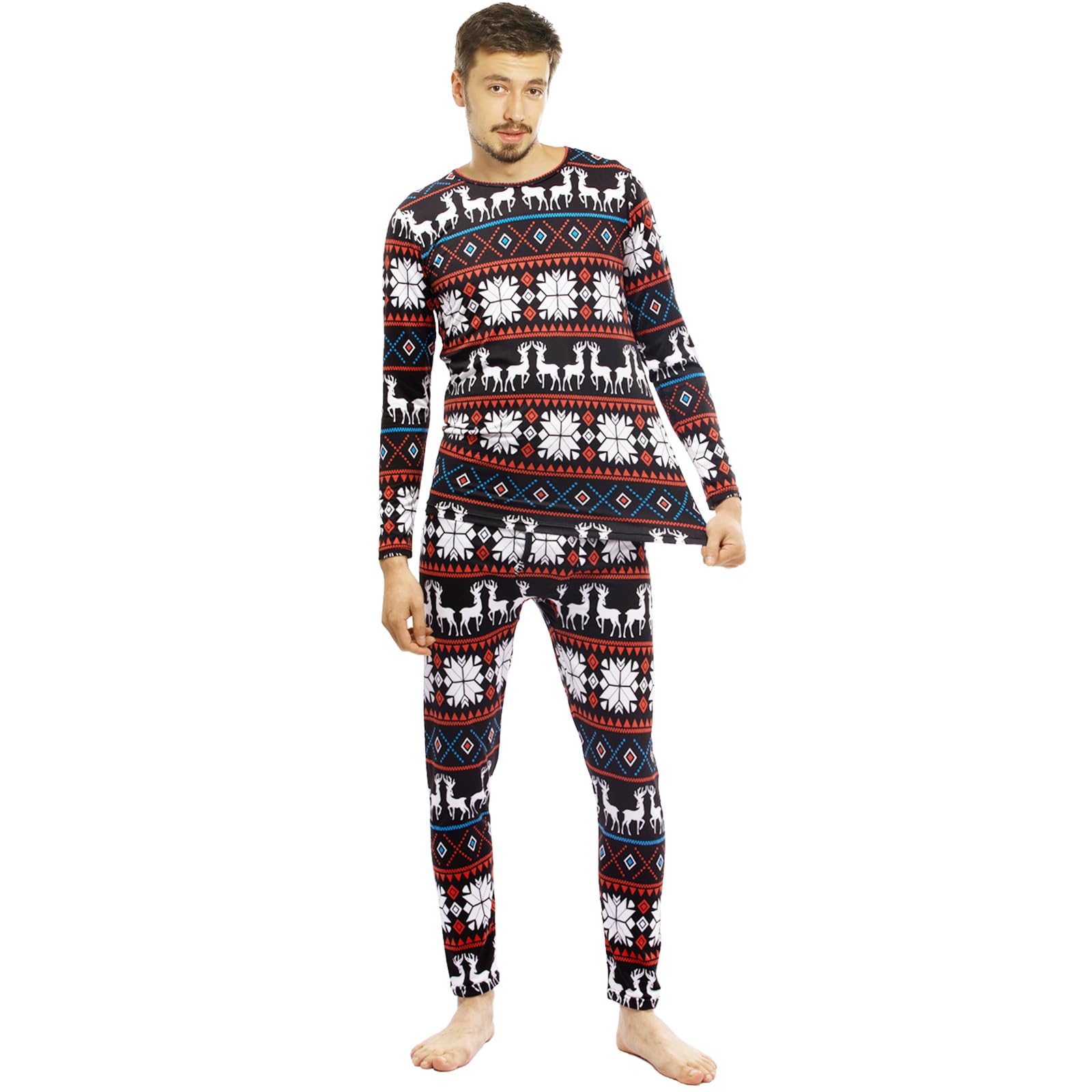 Thermal Underwear for Men Fleece Lined Long Johns Base Layer Top and Bottom Set for cold Weather christmas M