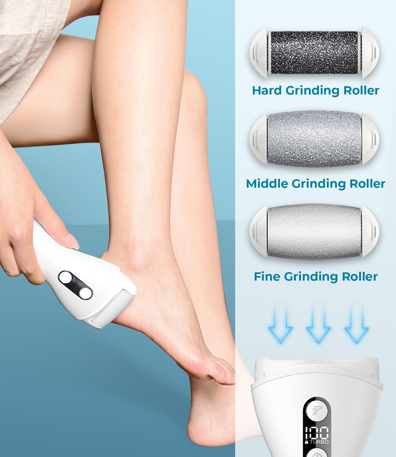 Electric Callus Remover For Feet,Pritech Rechargeable Foot File Electronic Pedicure Tools Kit For Calloused Removal, Waterproof