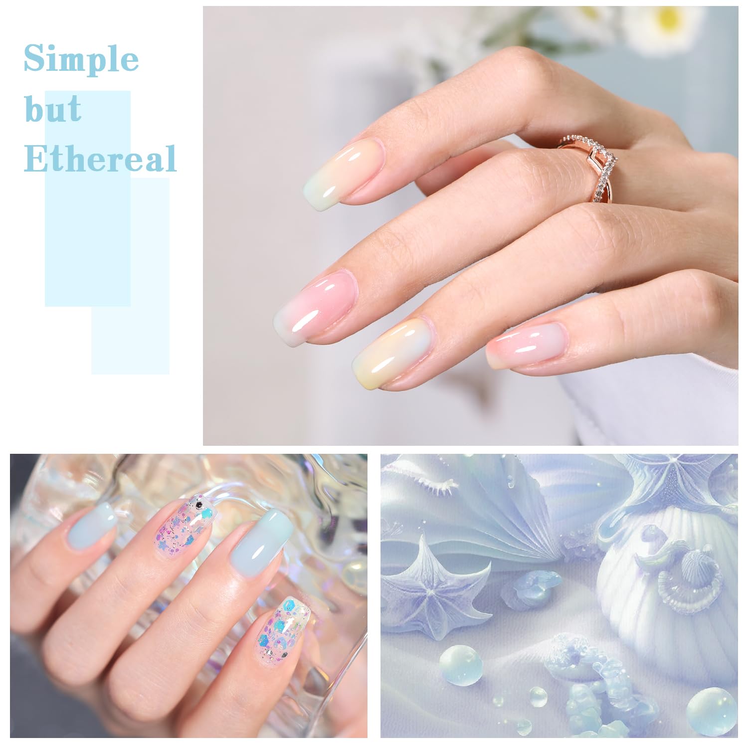 SHOYUM Jelly Pastel Gel Nail Polish Set 10Pcs Candy Colors Collection,Translucent Spring Summer nail gel polish Manicure at Home