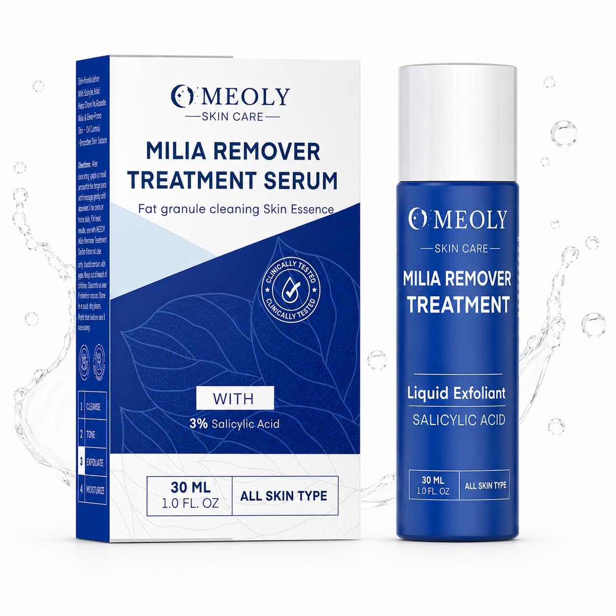 MEOLY Milia Remover for Face & Eyelids, Milia Remover Treatment with Salicylic Acid for Acne, Milia Removal Serum 30 ml