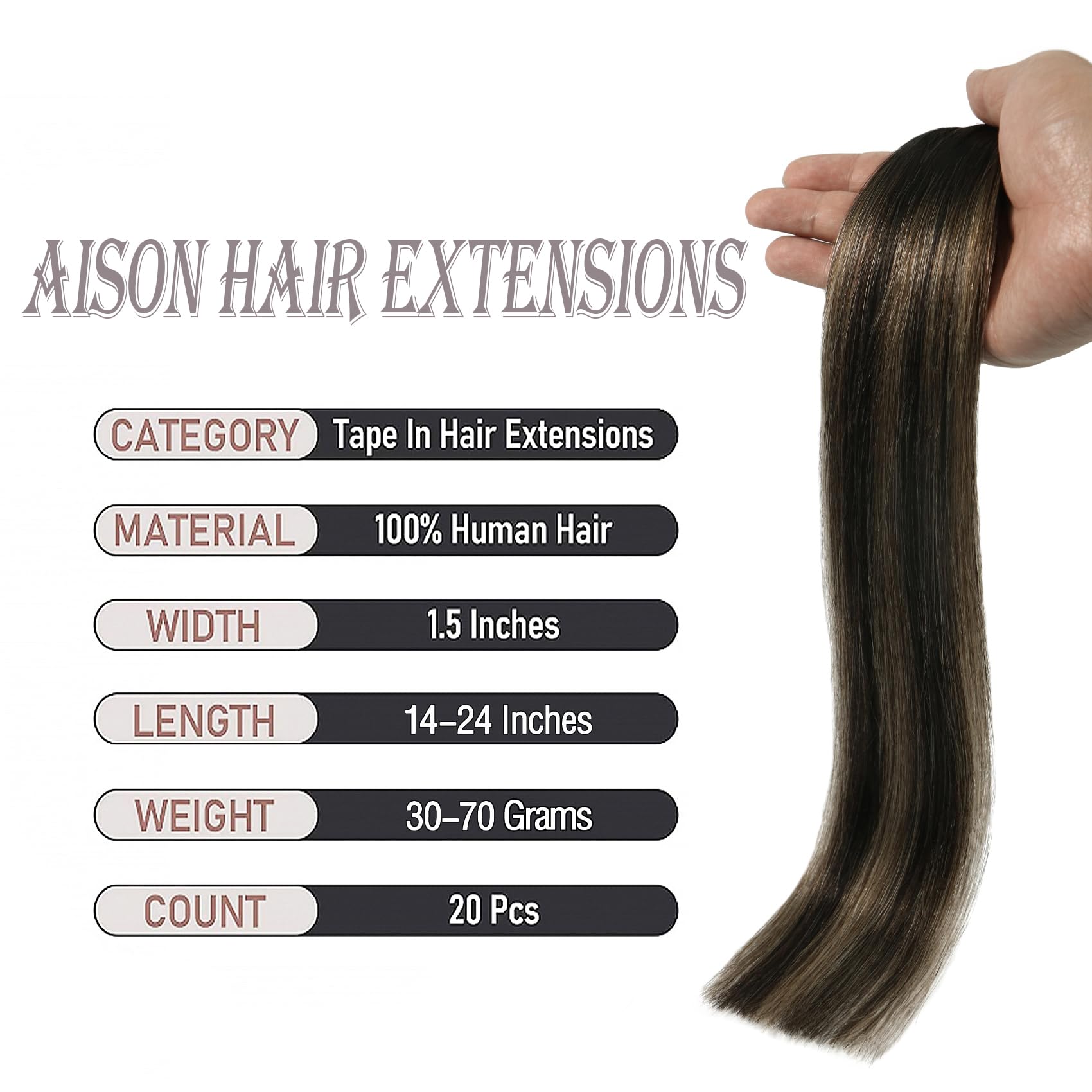 Tape In Hair Extensions 1Bt6P1B Natural Black To Chestnut Brown 100% Remy Human Hair Extensions Silky Straight For Fashion Women