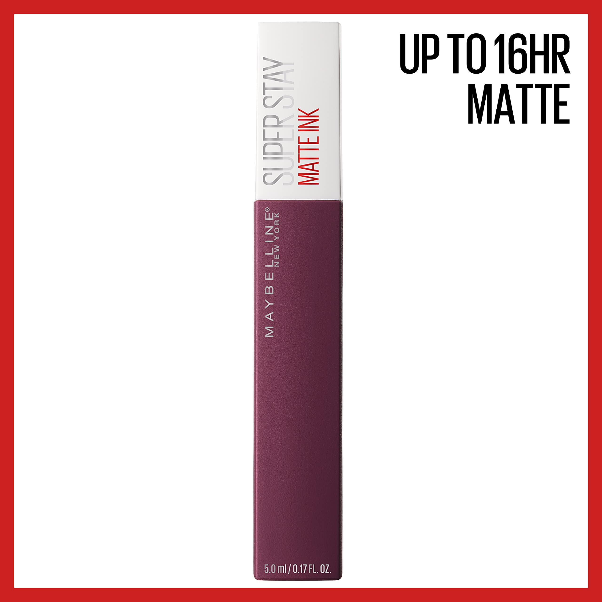 Maybelline Super Stay Matte Ink Liquid Lipstick Makeup, Long Lasting High Impact Color, Up To 16H Wear, Believer, Deep Plum, 1 C