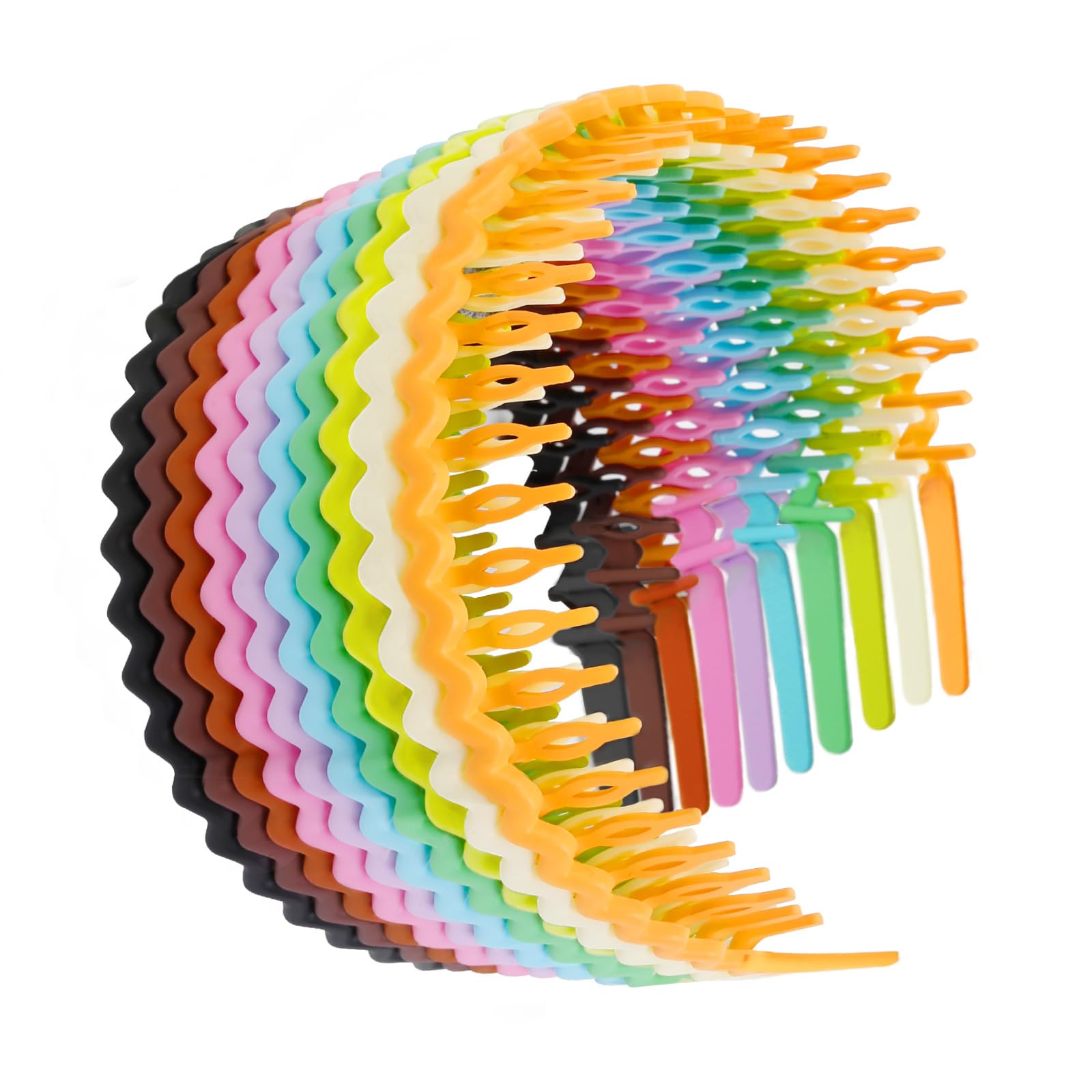 WOVOWOVO Plastic Headbands for Women Teen Girls Men, 10 Packs Thin Headband with Teeth Non Slip, Spring Hot Summer Bright Pink G