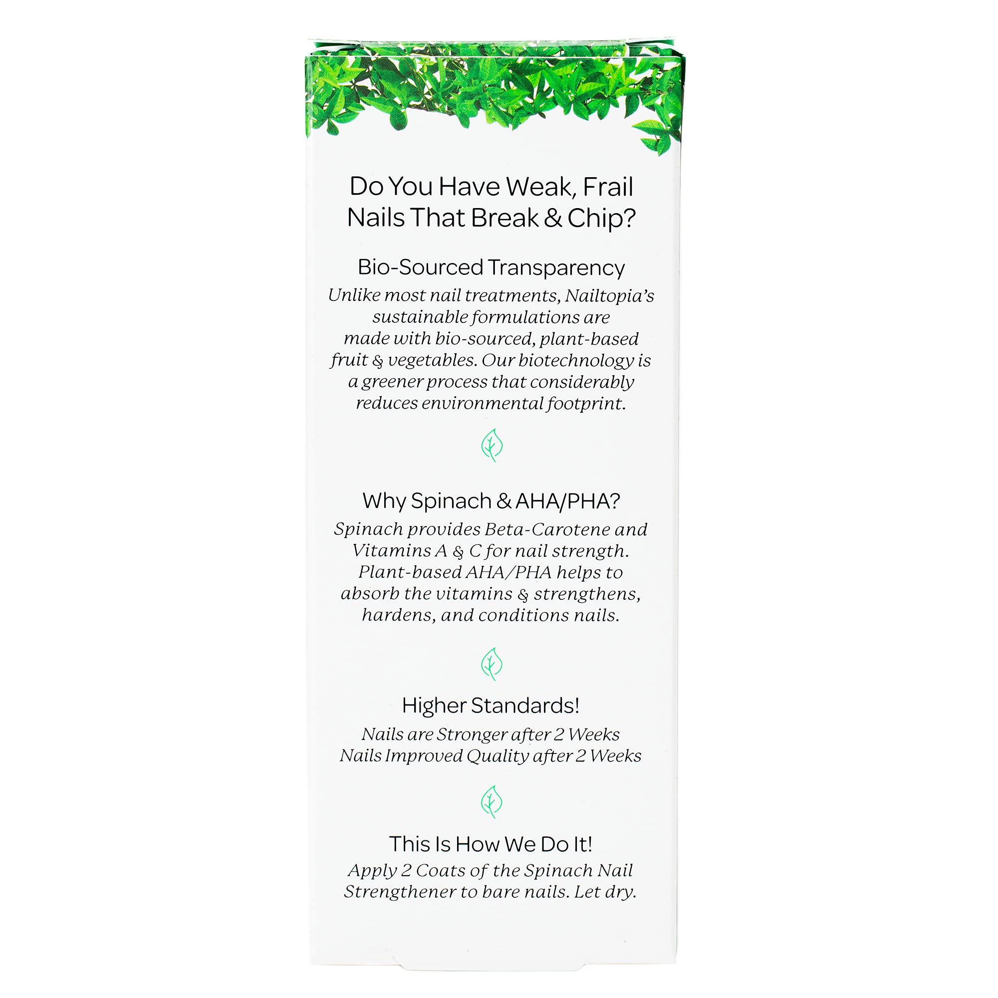 Nailtopia - Nail Strengthener - For Weak, Frail, Delicate Nails - Plant-Based, Non Toxic, Bio-Sourced, Nourishing & Hardening Su