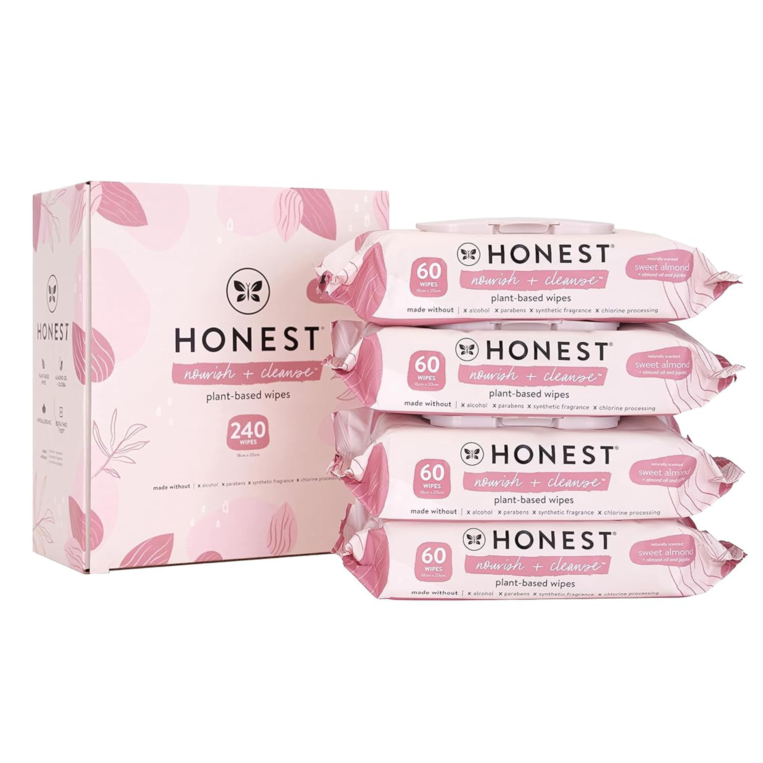 The Honest Company Nourish + Cleanse Naturally Scented Wipes | Cleansing Multi-Tasking Wipes | 99% Water, Plant-Based, Hypoaller