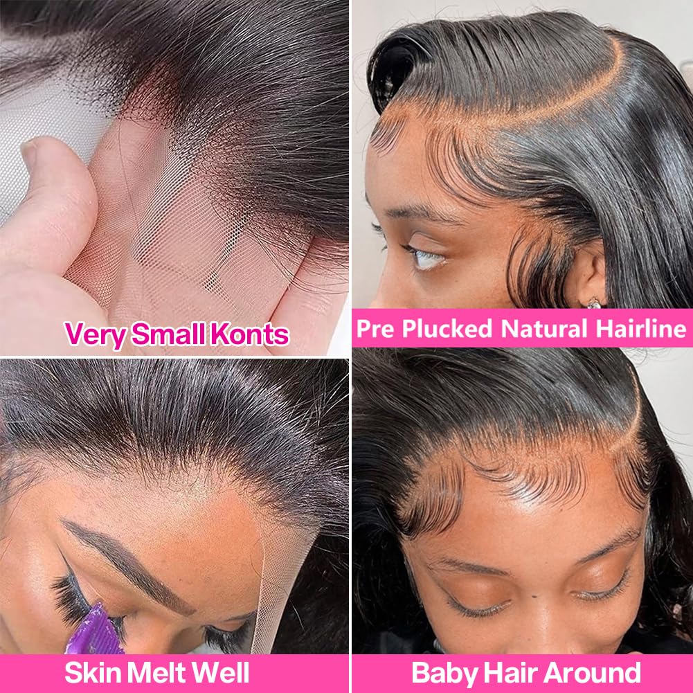 Yamikk 32 Inch Hd Lace Front Wigs Human Hair Pre Plucked With Baby Hair 180 Density 13X5 Body Wave Frontal Wigs Human Hair For W