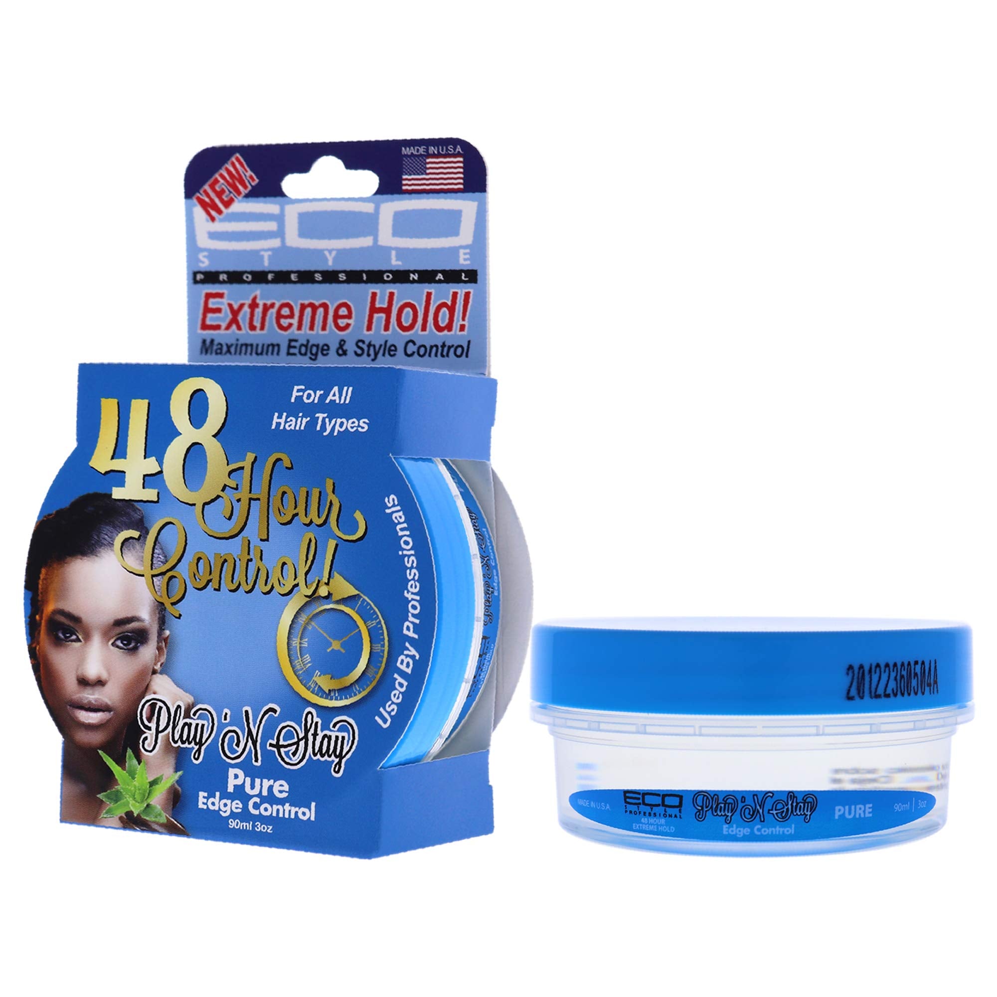 Ecoco Eco Playn Stay Edge Control Gel - Pure - Fortifies Hair - Provides Extreme Hold And High Shine - Promotes Healthy Scalp -