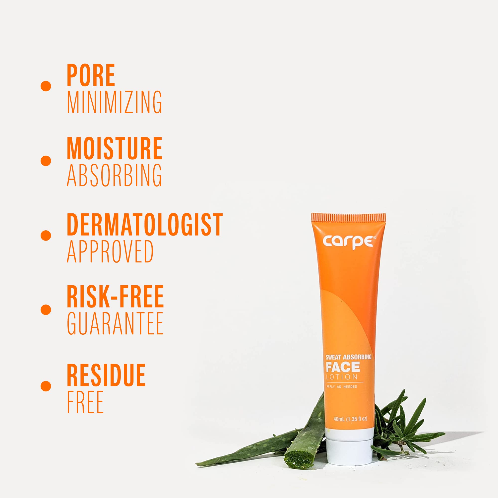 Carpe No-Sweat Face - (Pack of 2) Helps Keep Your Face, Forehead, and Scalp Dry - Sweat Absorbing Gelled Lotion - Plus Oily Face