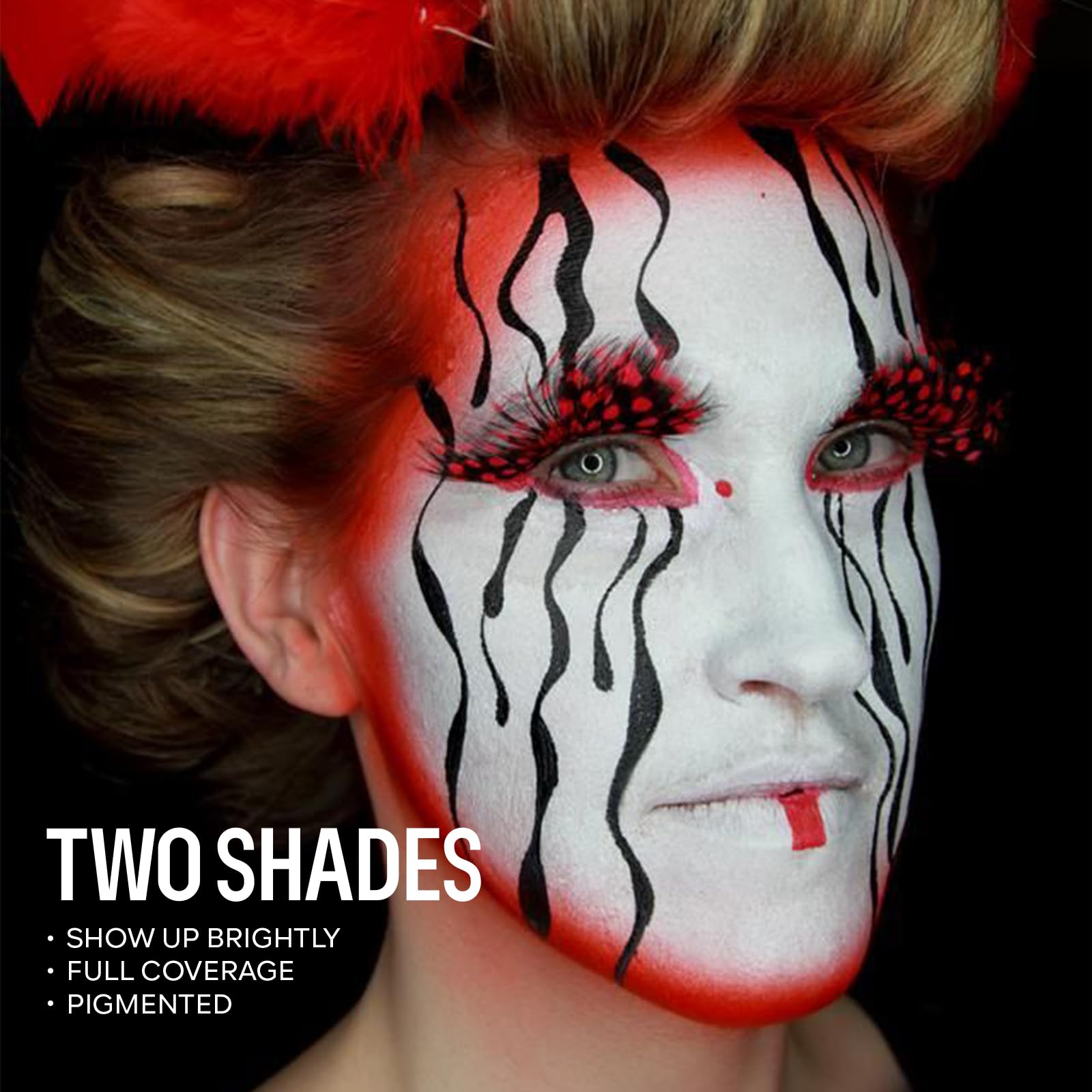 Freeorr Black Red Face Body Paint Makeup Foundation 30 G, Water Activated Cream To Powder Face Body Paint Makeup For Halloween C