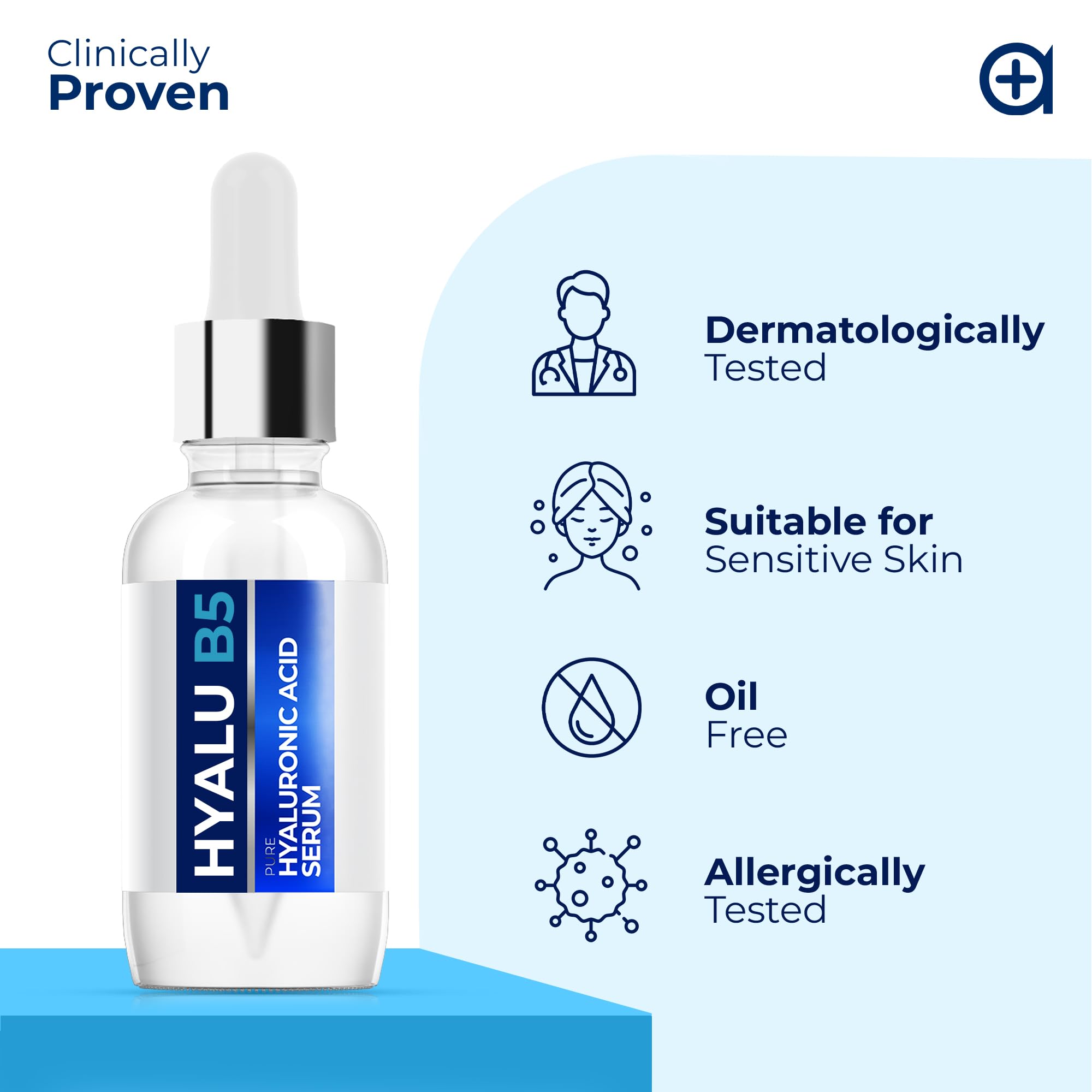 Pure Hyaluronic Acid Serum for Face with Vitamin B5, Acido Hialuronico, Hydrating Serum for Sensitive Skin, Anti- Aging Serum, B