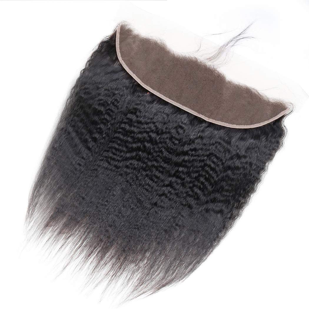Odir Kinky Straight Bundles With Frontal Brazilian Human Hair Unprocessed 9A Yaki Straight Virgin Hair 3 Bundles With 13X4 Lace